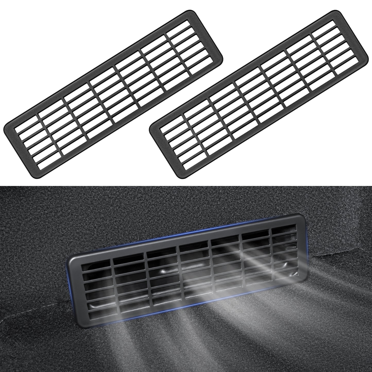 2PCS 2025-2026 New Model Y Juniper Backseat Floor Air Vent Cover Air Flow Vent Grille Protection Rear Under Seat Air Condition Outlet Grille Protector