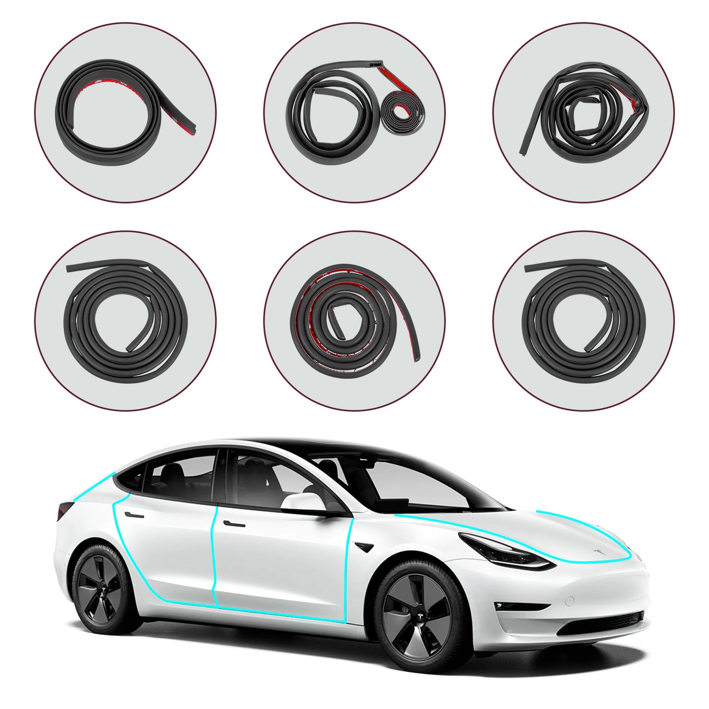 Rubber Seal Weather Strip for 2017-2023 Tesla Model 3 or 20121-2025 Model Y Accessories