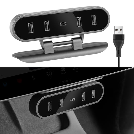 Glove Box  5 in 1 USB Hub for 2021-2025 Tesla Model Y and 2017-2023 Model 3 Accessories