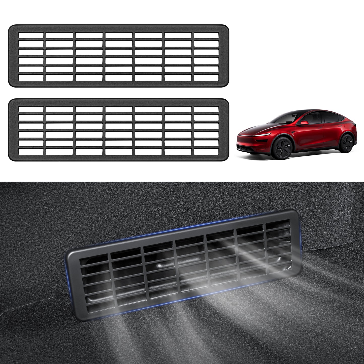2PCS 2025-2026 New Model Y Juniper Backseat Floor Air Vent Cover Air Flow Vent Grille Protection Rear Under Seat Air Condition Outlet Grille Protector