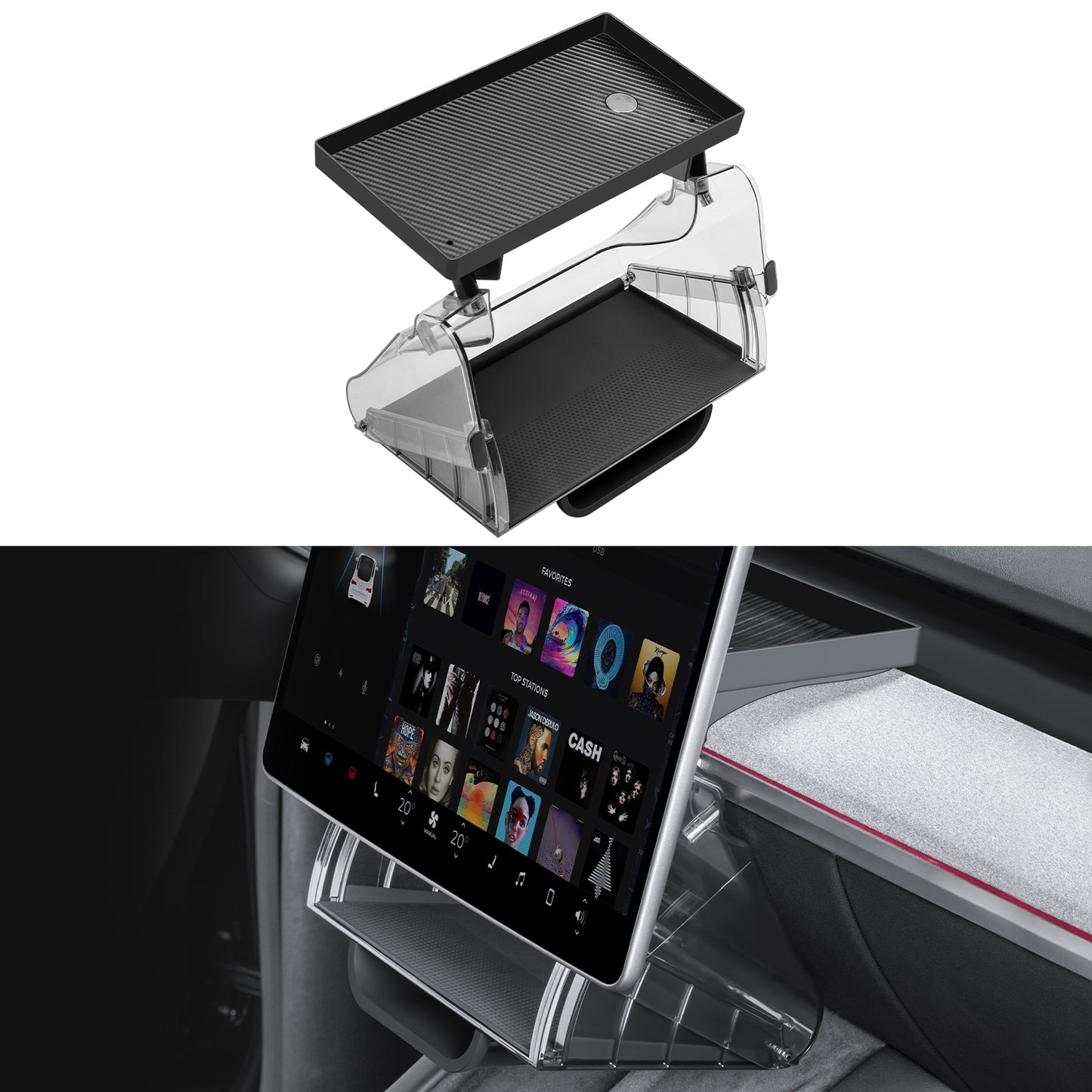 Upgrade Magnetic Under Screen Storage Box for 2021-2025 Tesla Model Y Accessories
