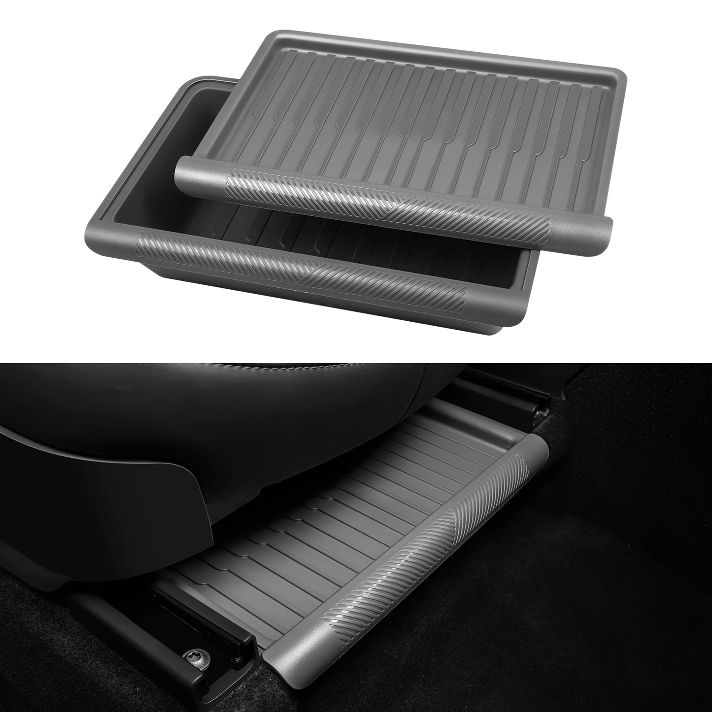 2PCS Under Seat Storage Box with lids for Tesla Model Y 2021-2025 and 2025 New Model Y Juniper (Rear Seat )Accessories