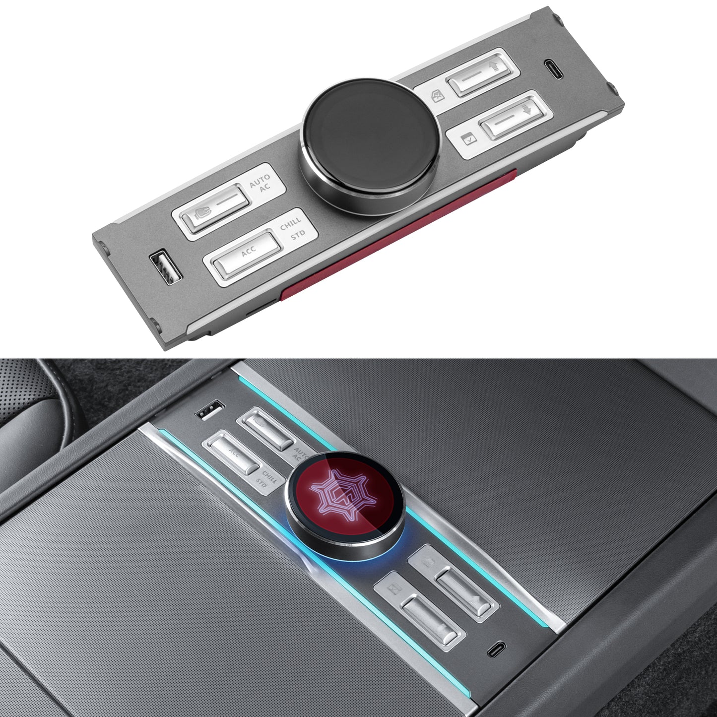 Multiport USB Hub Center Console Wrap for 2021-2024 Tesla Model 3 & Y Accessories