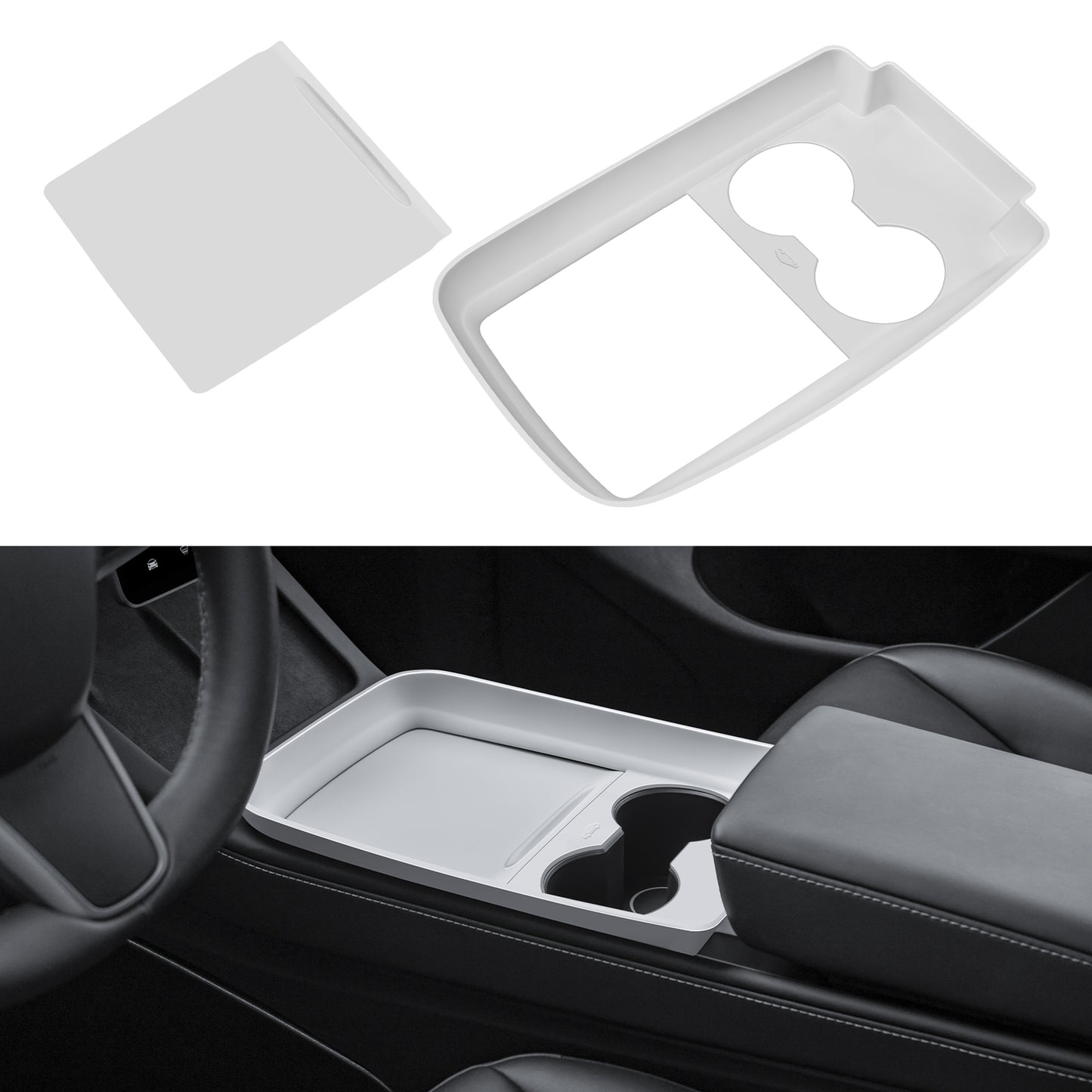 Center Console Wrap Cover Organizer Tray Compatible with Tesla 2021-2025 Model Y Interior Accessories