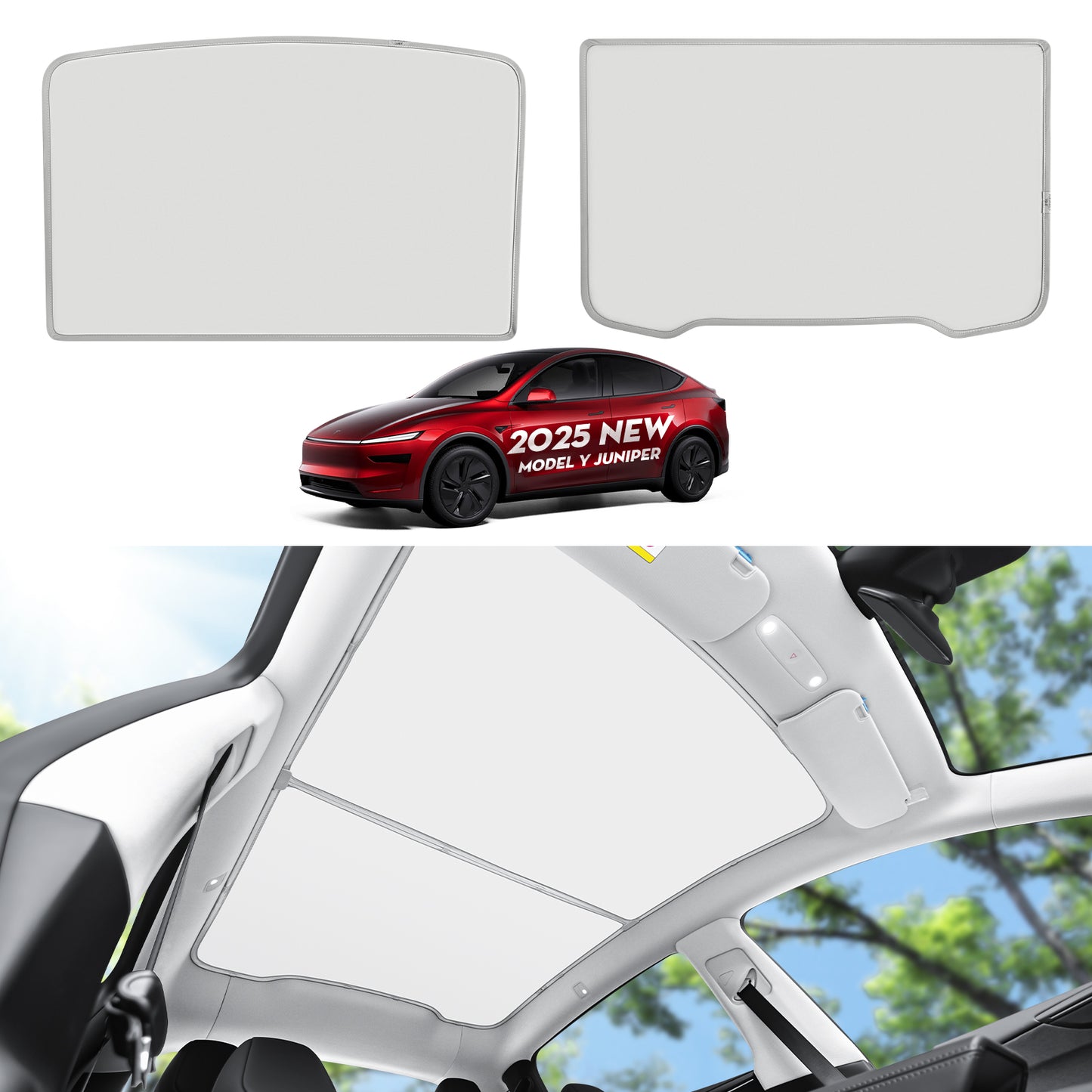 Roof Sunshades for 2025 Tesla New Model Y Juniper (Launch Series) Accessories (Ice White)