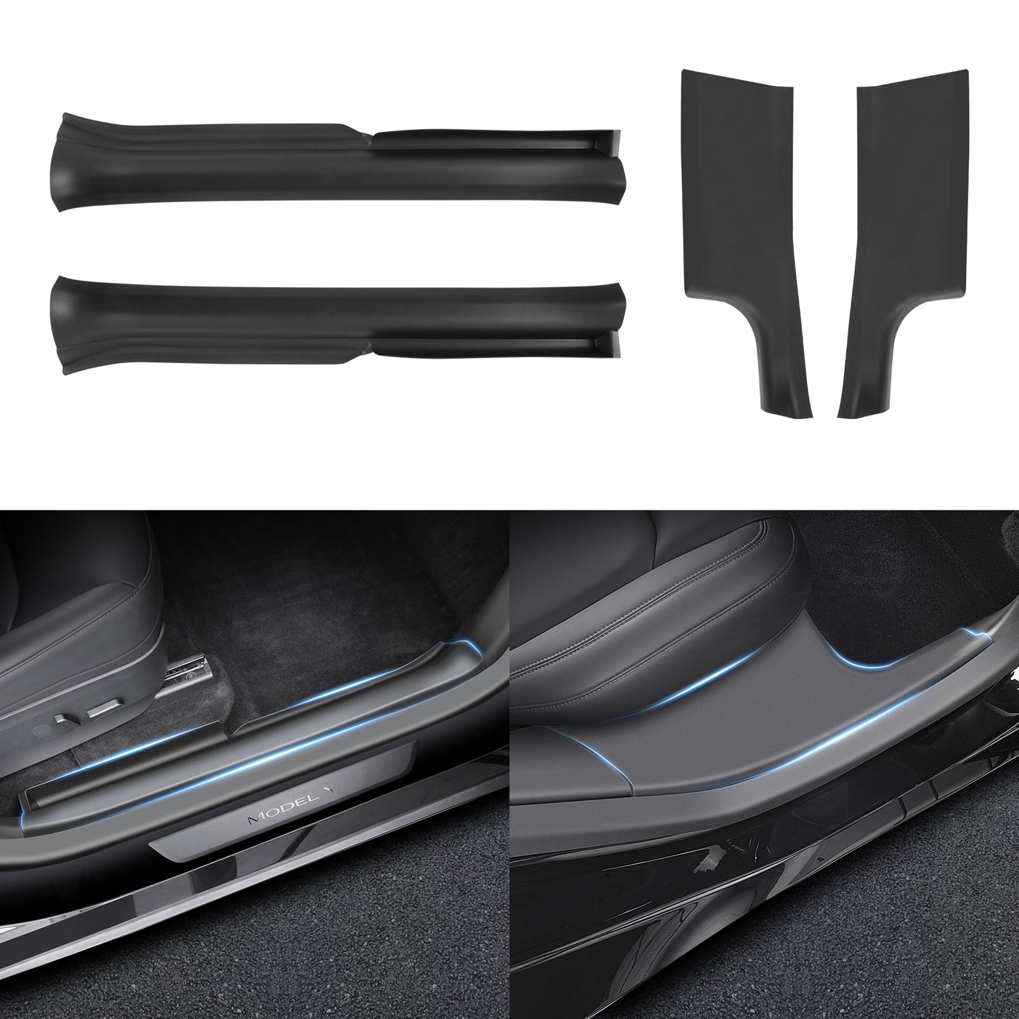 4PCS Door Sill Protector for 2021-2025 Model Y Accessories(2024 Model Y made in German factories don't fit))