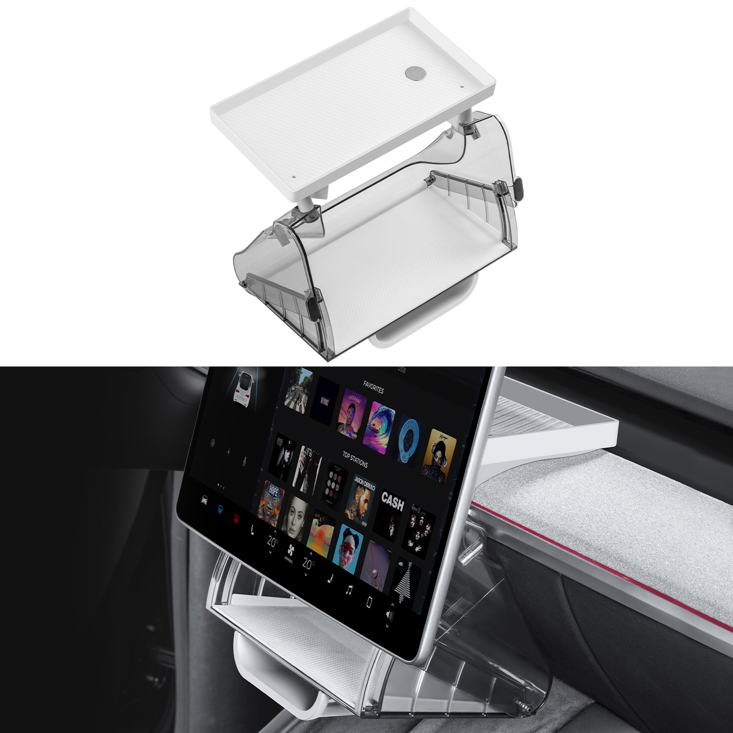 Upgrade Magnetic Under Screen Storage Box for 2021-2025 Tesla Model Y Accessories