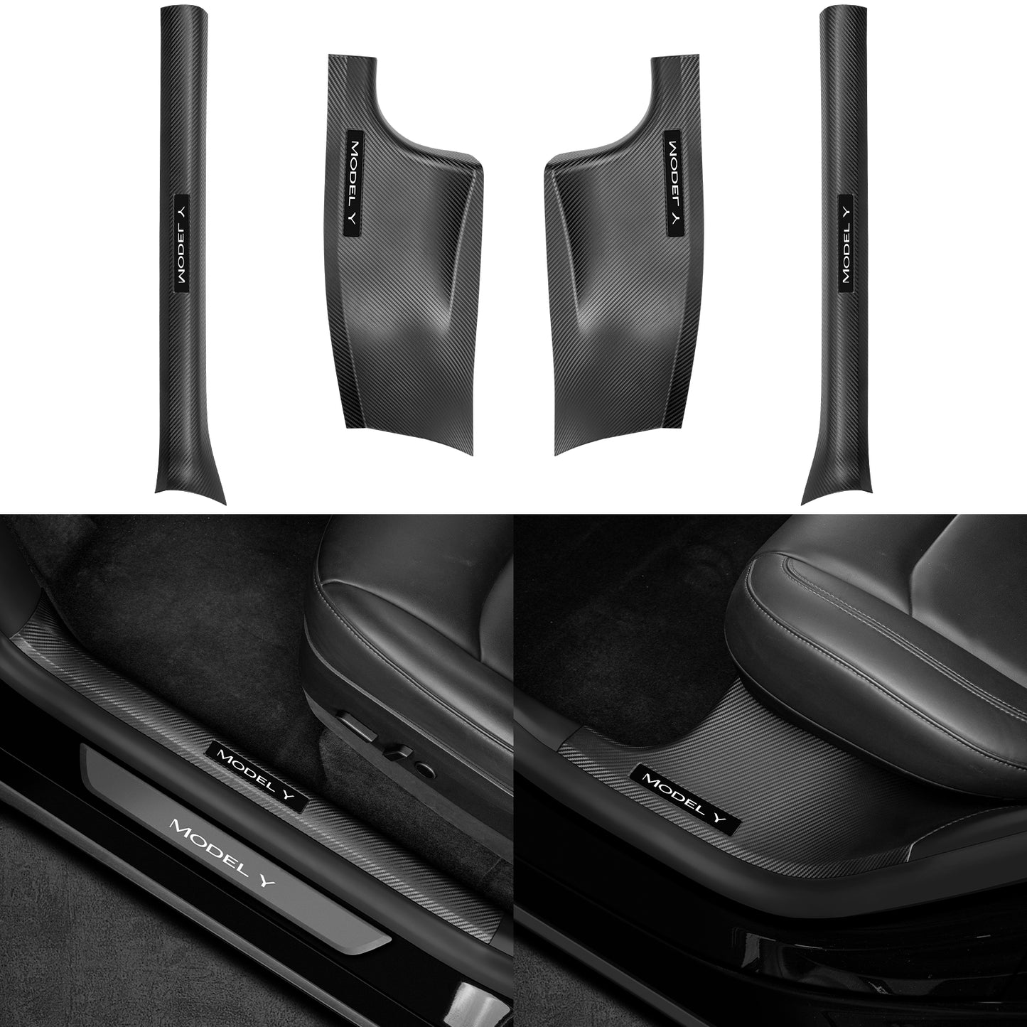 4PCS Door Sill Protector for 2021-2025 Model Y Accessories(2024 Model Y made in German factories don't fit))