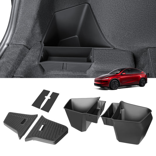 2PCS Rear Trunk Storage Bins with Lids for Tesla 2025-2026 New Model Y Juniper 5 Seater Accessories