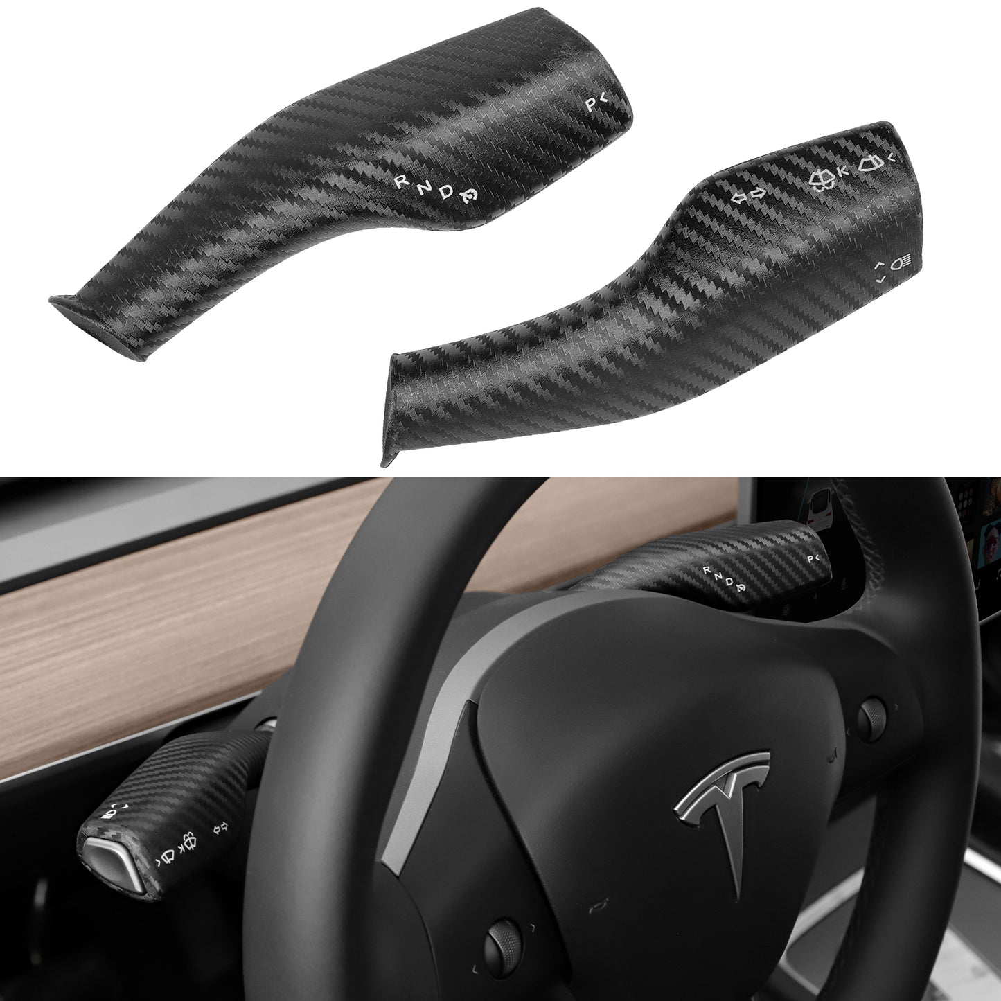 Carbon Fiber Pattern Steering Lever Cover for 2017-2023 Tesla Model 3 and 2021-2025 Model Y Accessories