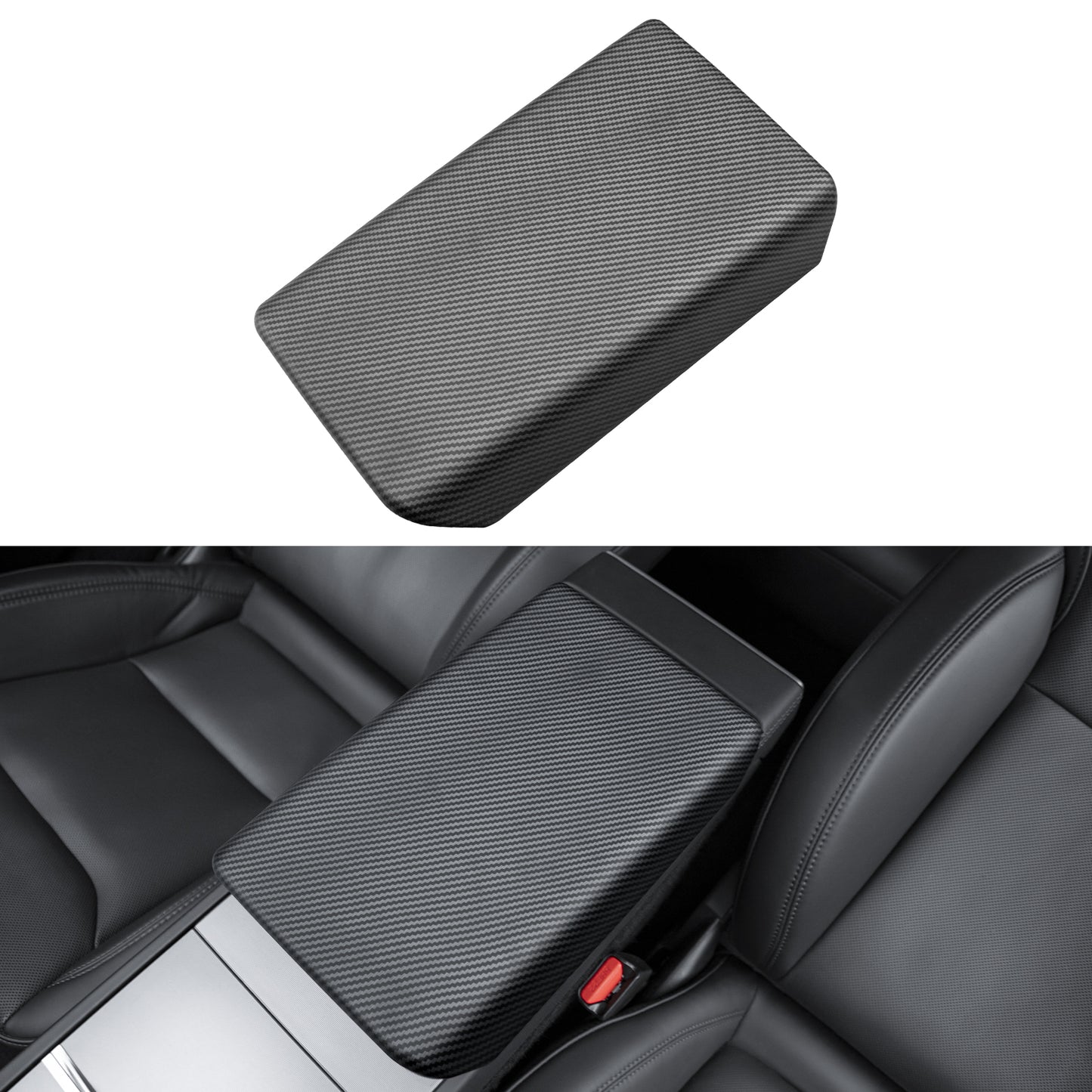 Center Console Lid Cover ABS Armrest Box Cover for 2024-2025 Tesla Model 3 Highland and 2025 New Model Y Juniper (Launch Series) Accessories