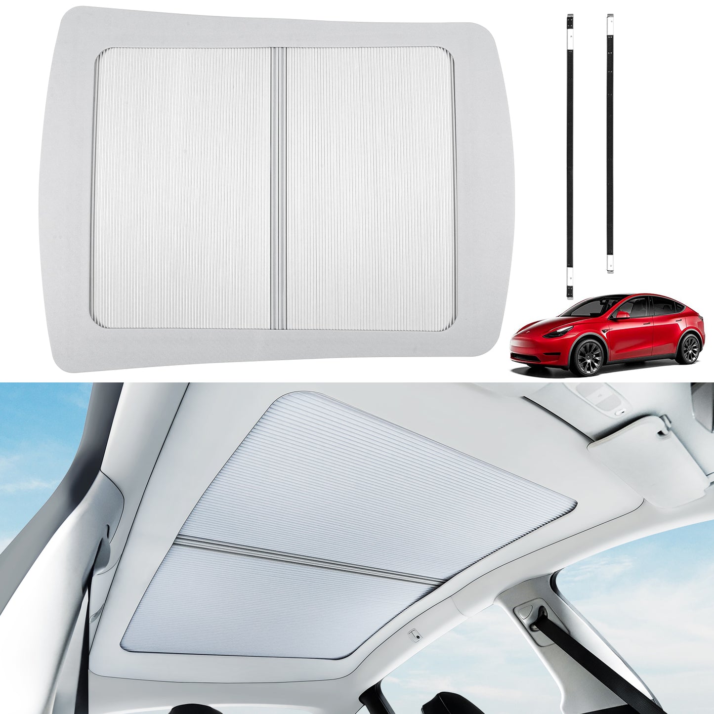 Retractable Sunshade Compatible with 2021-2025 Tesla Model Y & 2017-2023 Model 3