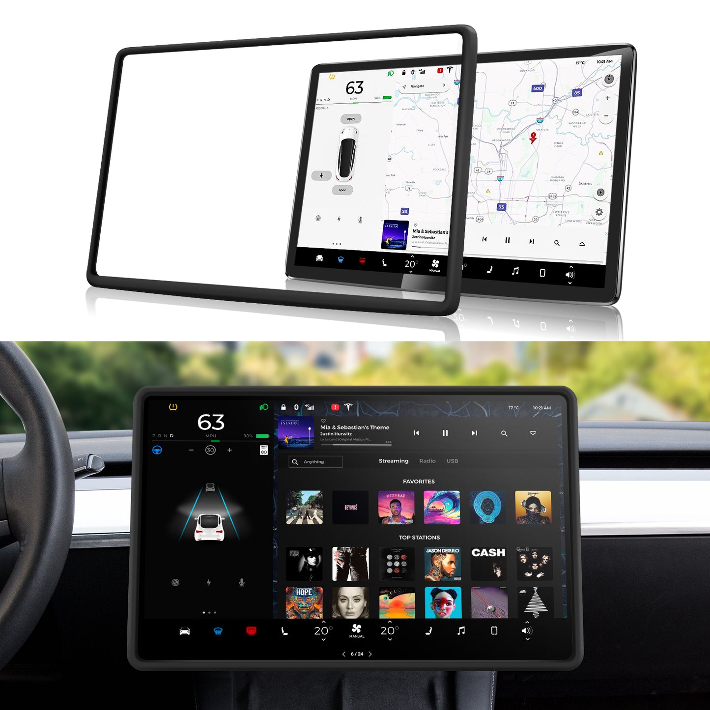 Silicone Screen Protector Frame for 2017-2025 Tesla Model 3 and 2025 New Model Y Juniper (Launch Series)Accessories