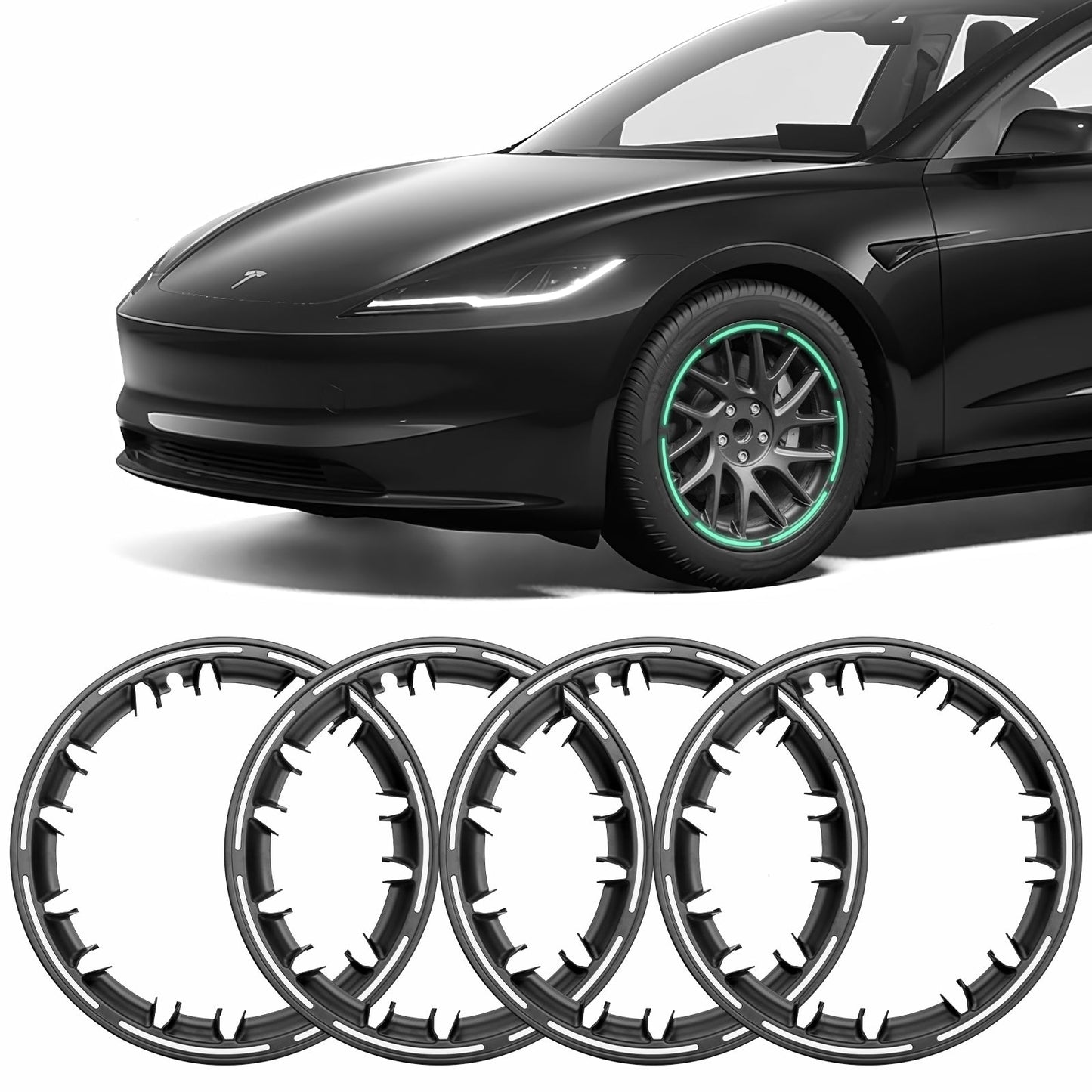 4PCS Wheel Rim Protector 18 Inch Wheel ABS Rim Guard Rim Hubcap Cover Car Protection for 2024-2025 New Tesla Model 3 Highland Exterior Accessories
