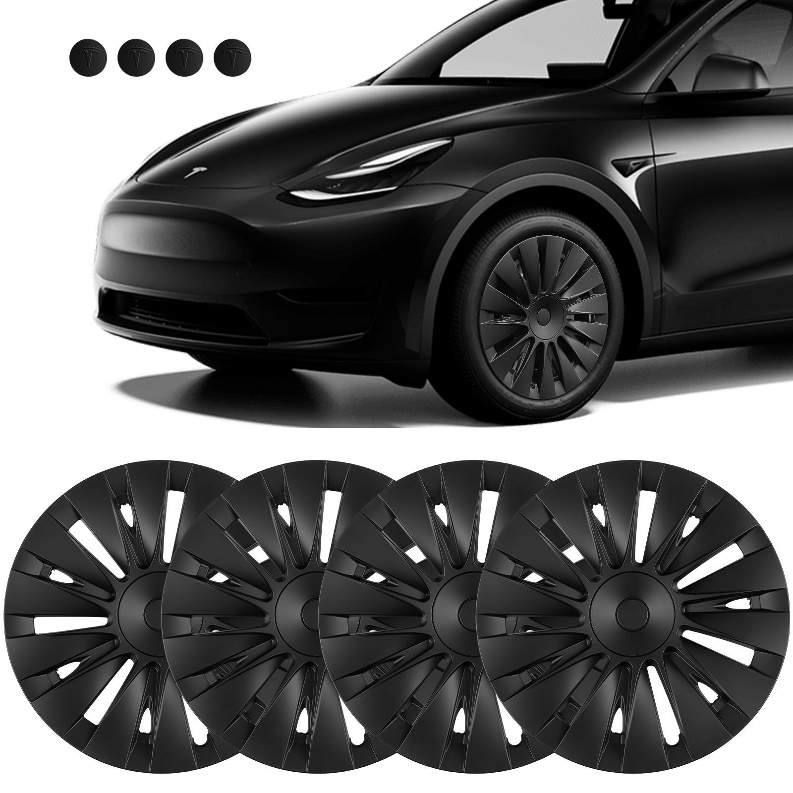 4PCS ABS Wheel Hub Covers For Tesla Model Y 2020-2023 – 20 Inch Hubcaps, Waterproof & Scratch-Resistant