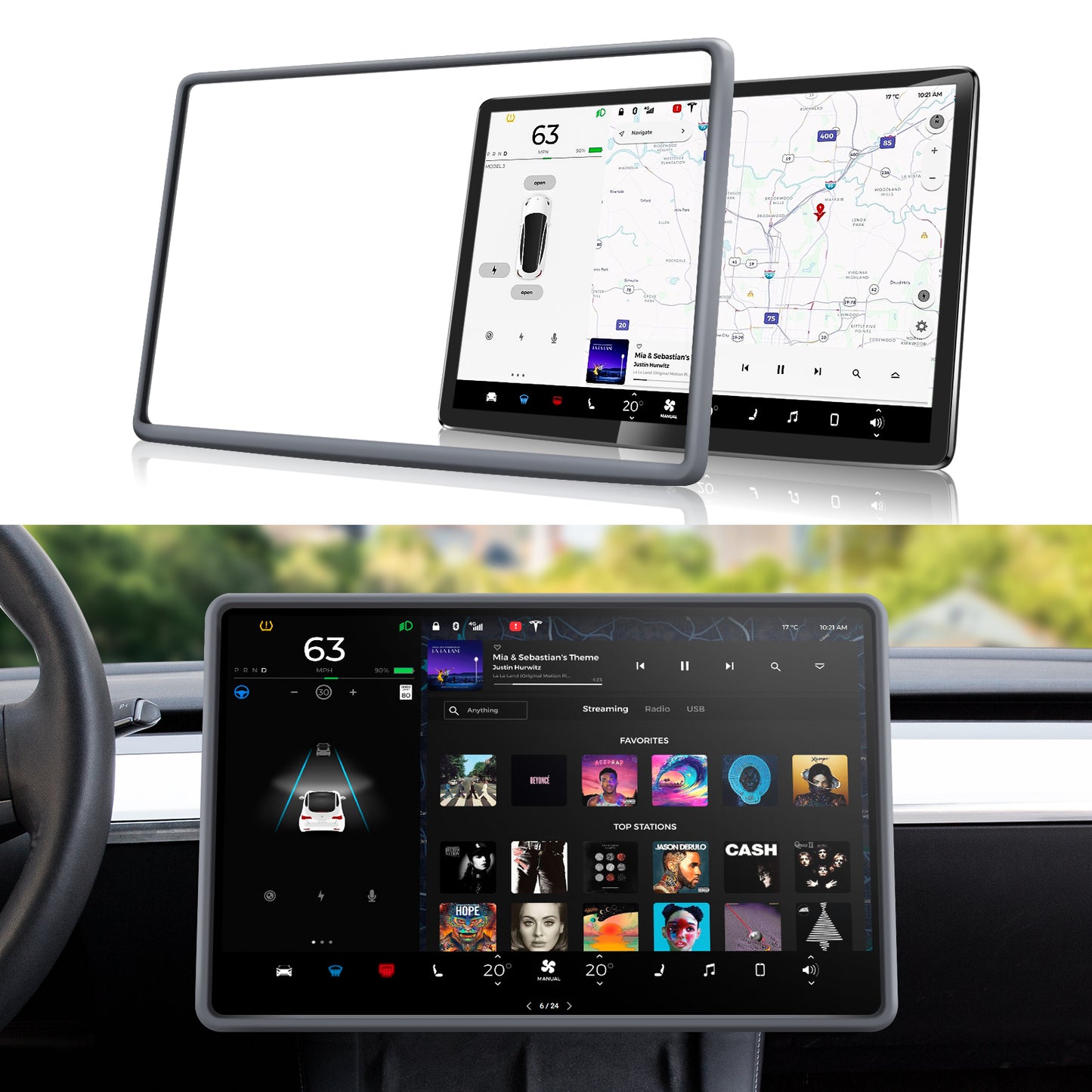 Silicone Screen Protector Frame for 2017-2025 Tesla Model 3 and 2025 New Model Y Juniper (Launch Series)Accessories