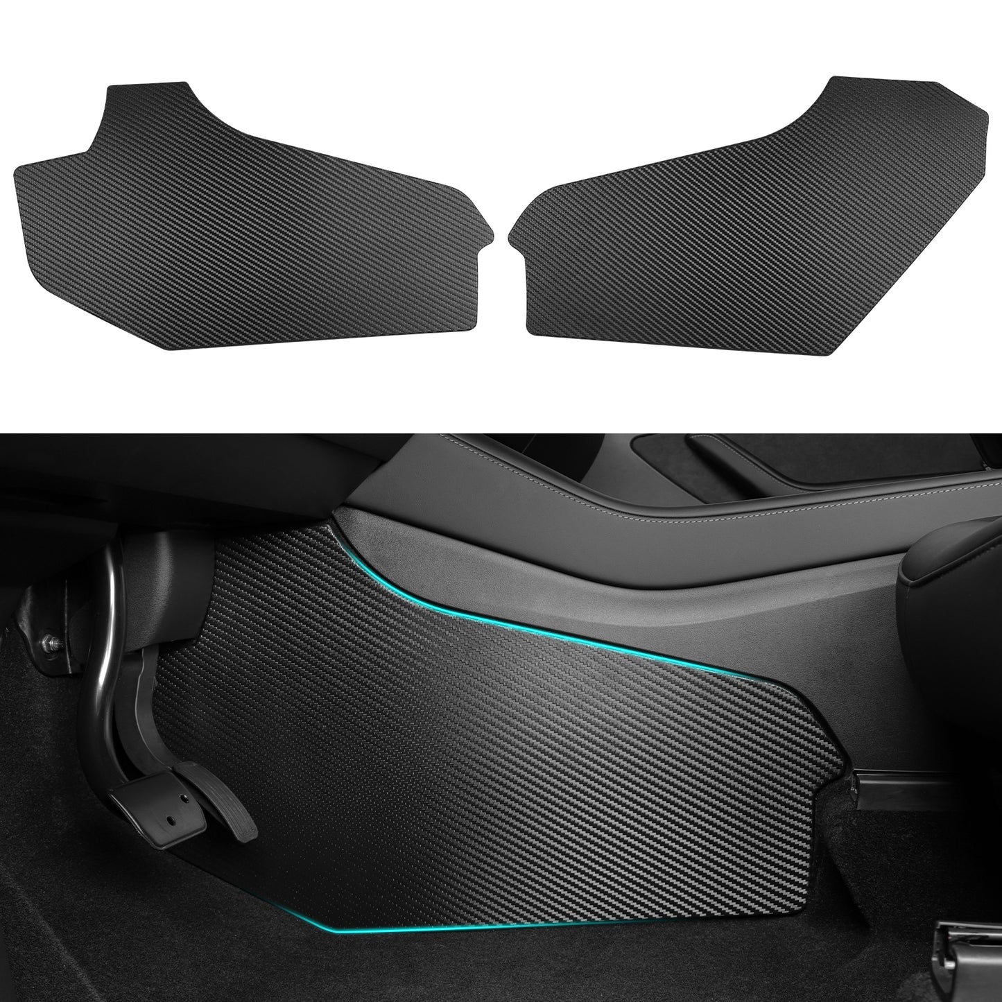 2PCS Central Control Side Anti-Kick Mat for Tesla Model Y or Tesla Model 3 Accessories