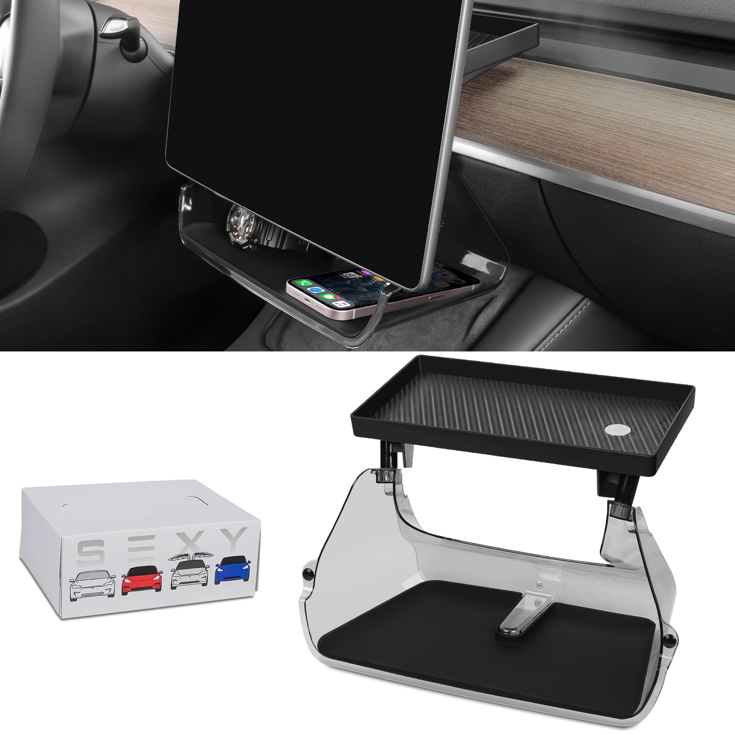 Magnetic Under Screen Storage Box for 2017-2023 Tesla Model 3 Y Accessories