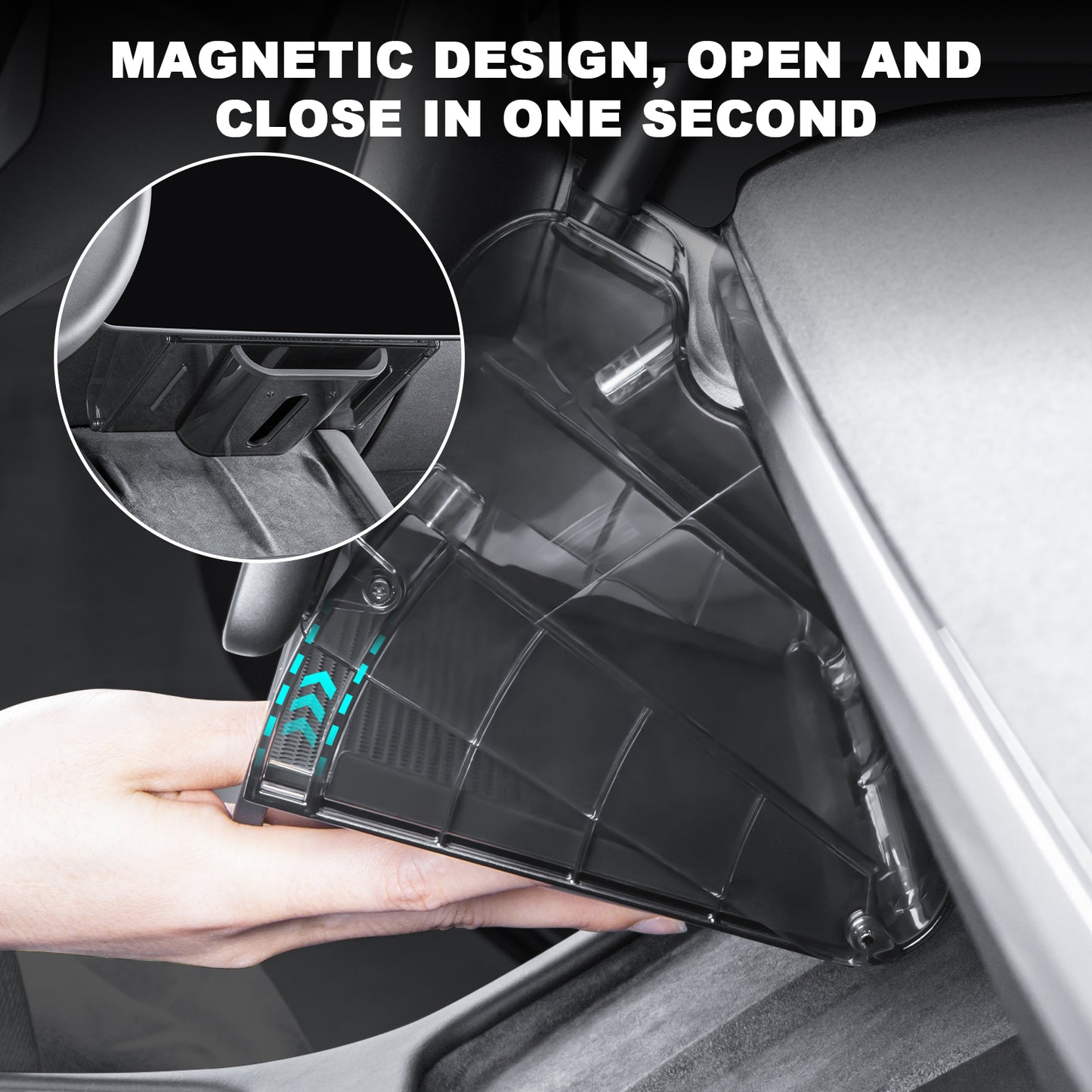 Upgrade Magnetic Under Screen Storage Box for 2021-2025 Tesla Model Y Accessories