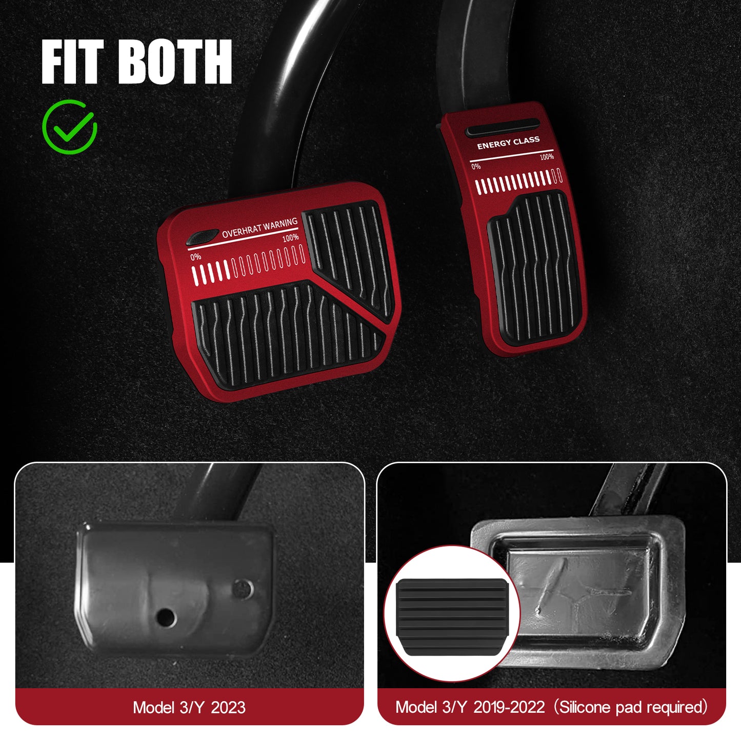 Upgrade 2PCS Foot Pedals Pads for 2023 or 2019-2022 Tesla Model 3 Model Y Accessories