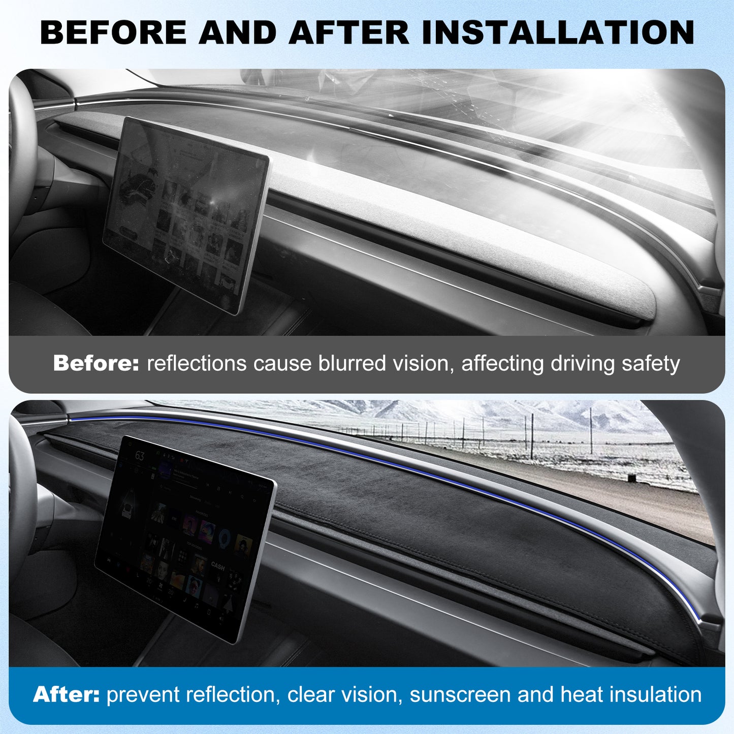 Dashboard Cover for 2024-2025 New Tesla Model 3 Highland Accessories
