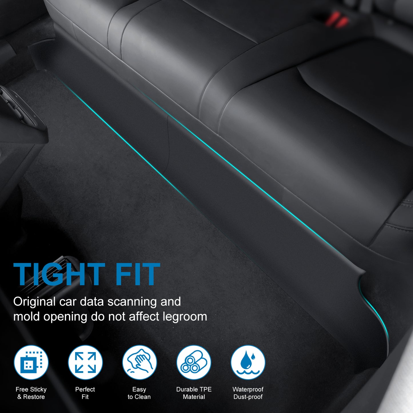 Back Seat Cover for Tesla Model Y 5-Seat Rear Underside, Anti-Kick Mat for 2021-2025 Tesla Model Y Accessories
