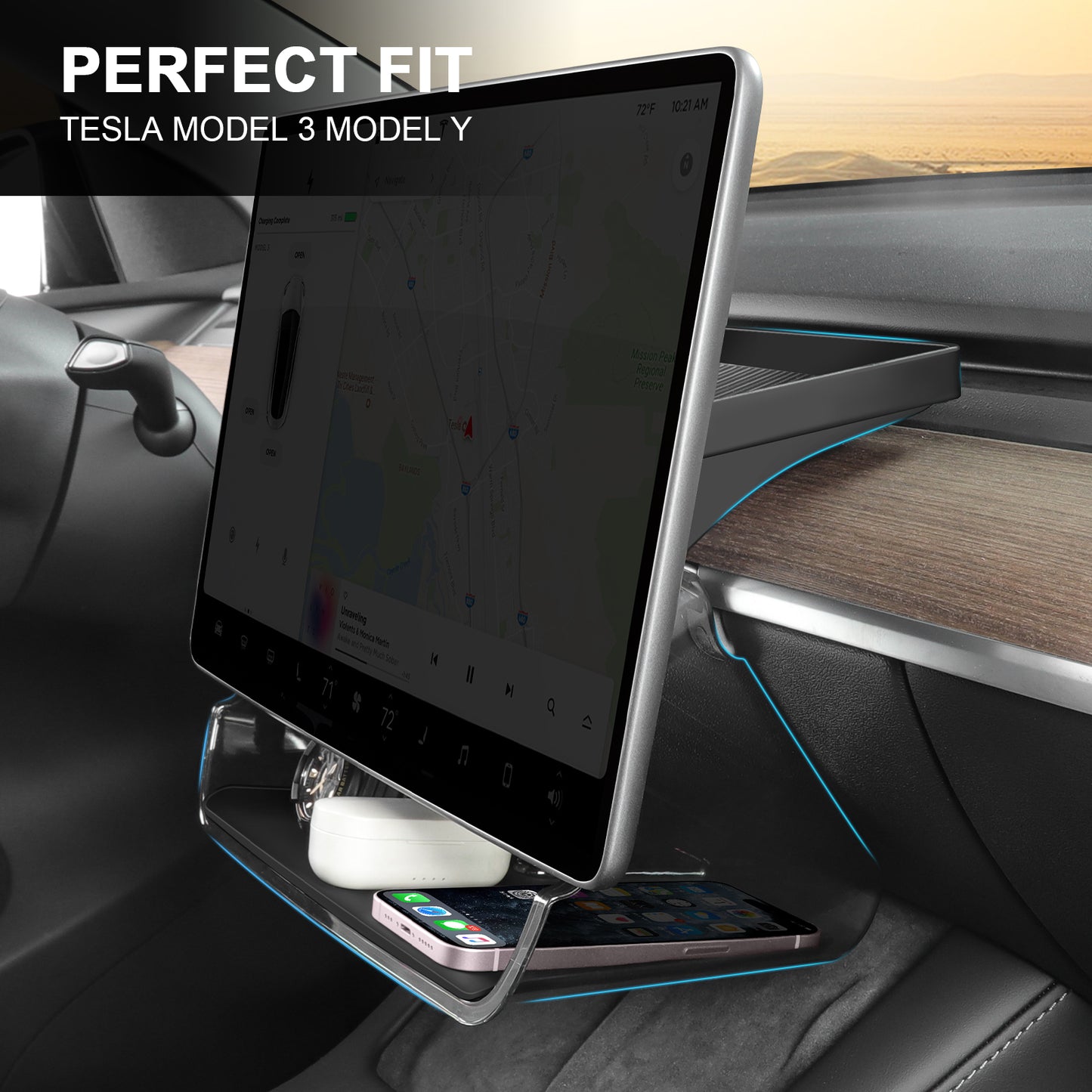 Magnetic Under Screen Storage Box for 2017-2023 Tesla Model 3 Y Accessories