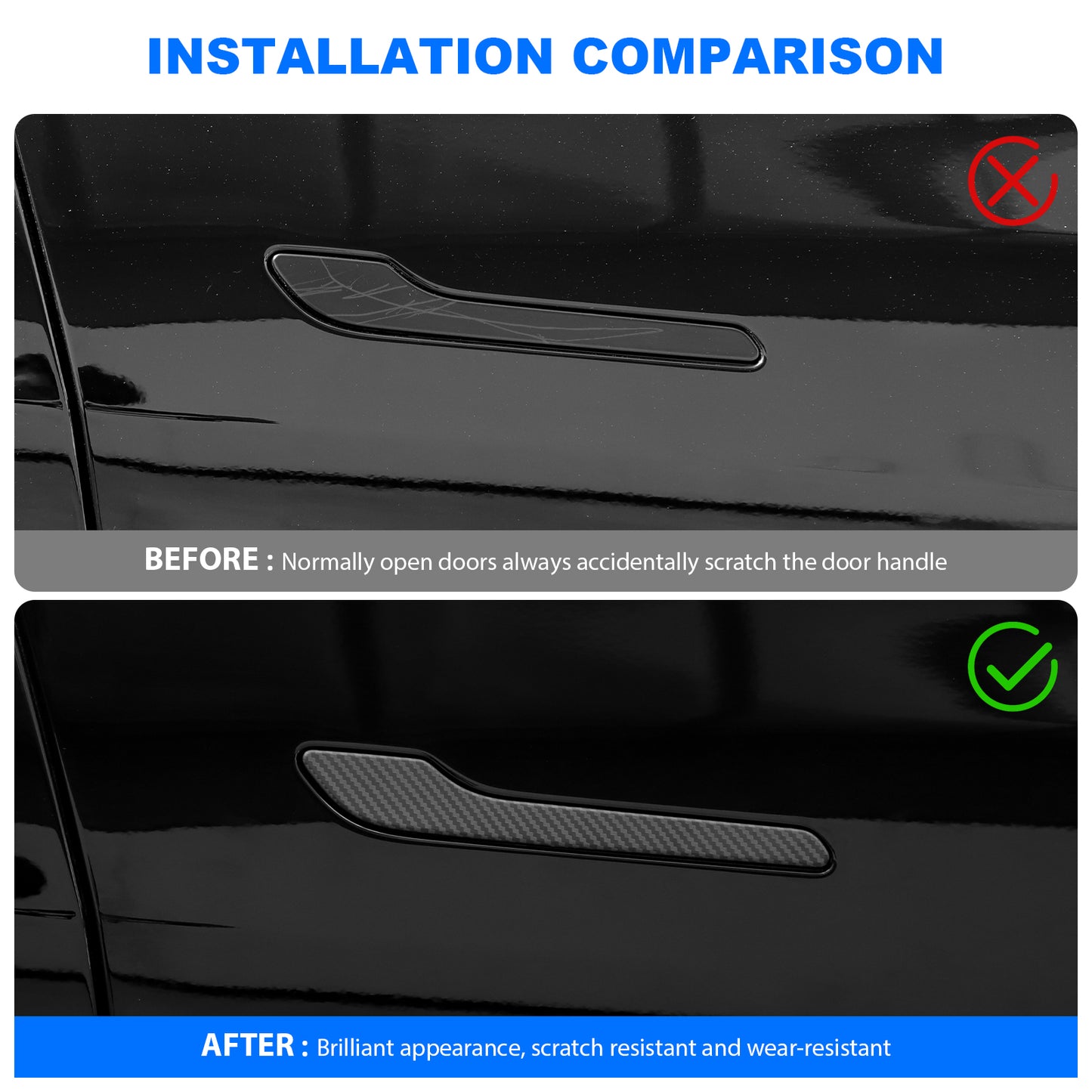 4PCS Door handle sticker for 2017-2023 Tesla Model 3 and 2021-2025 Model Y Accessories