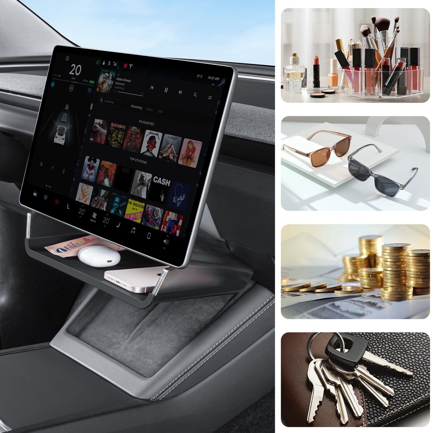 Upgrade Under Screen Storage Box for 2024-2025 Tesla Model 3 Highland and 2025 New Model Y Juniper Accessories