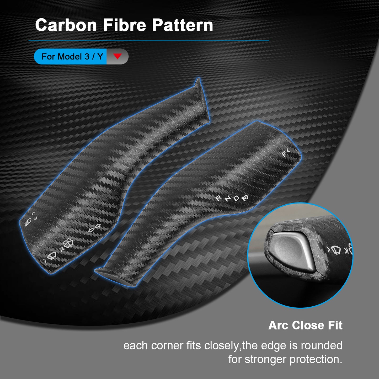 Carbon Fiber Pattern Steering Lever Cover for 2017-2023 Tesla Model 3 and 2021-2025 Model Y Accessories