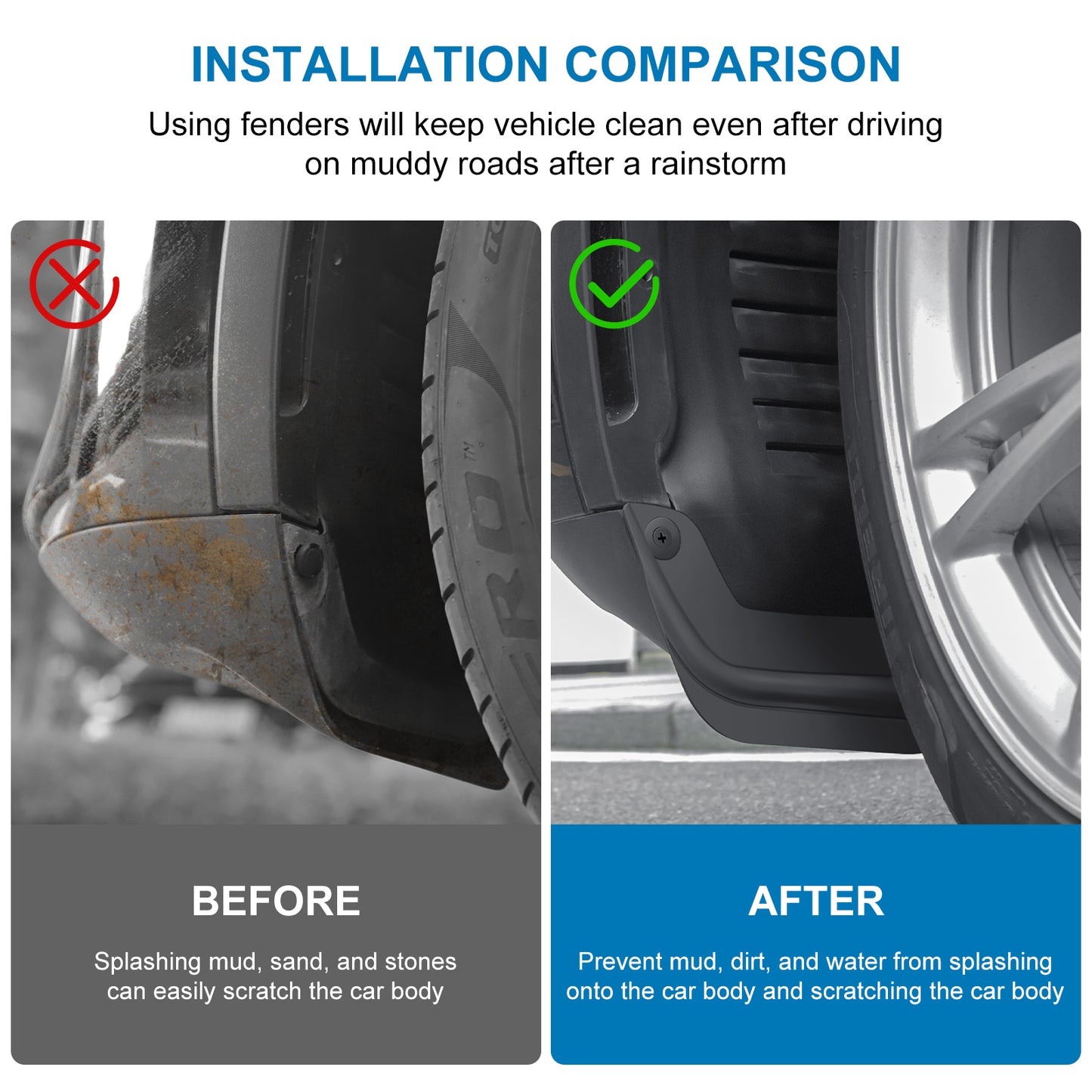 Upgraded Mud Flaps for 2023 Tesla Model Y Accessories(Set of 4)