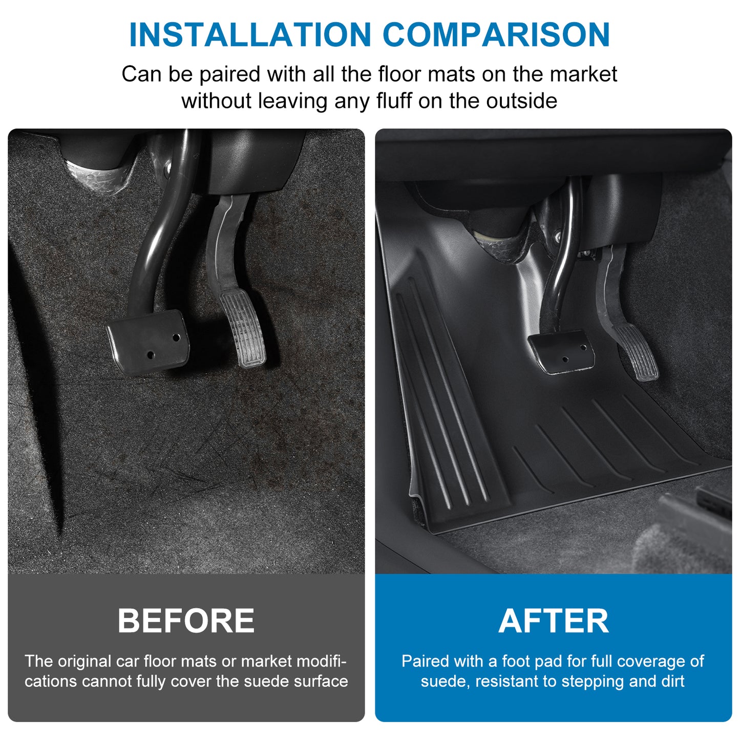 3D Floor Mats Compatible with 2021-2025 Tesla Model Y(Matte Black)