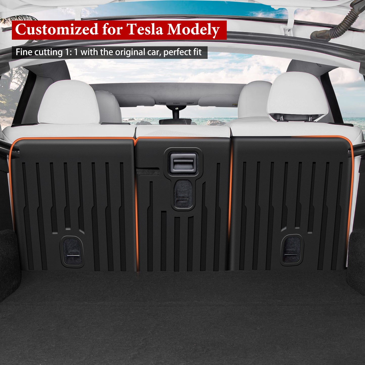 3PCS Rear Seat Back Cover for 2021-2025 Tesla Model Y Accessories