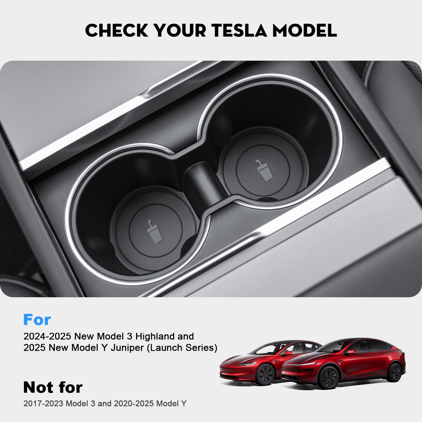 Cup Holder Insert Compatible with 2024-2025 Model 3 Highland and 2025 New Model Y Juniper(Launch Series) Accessories
