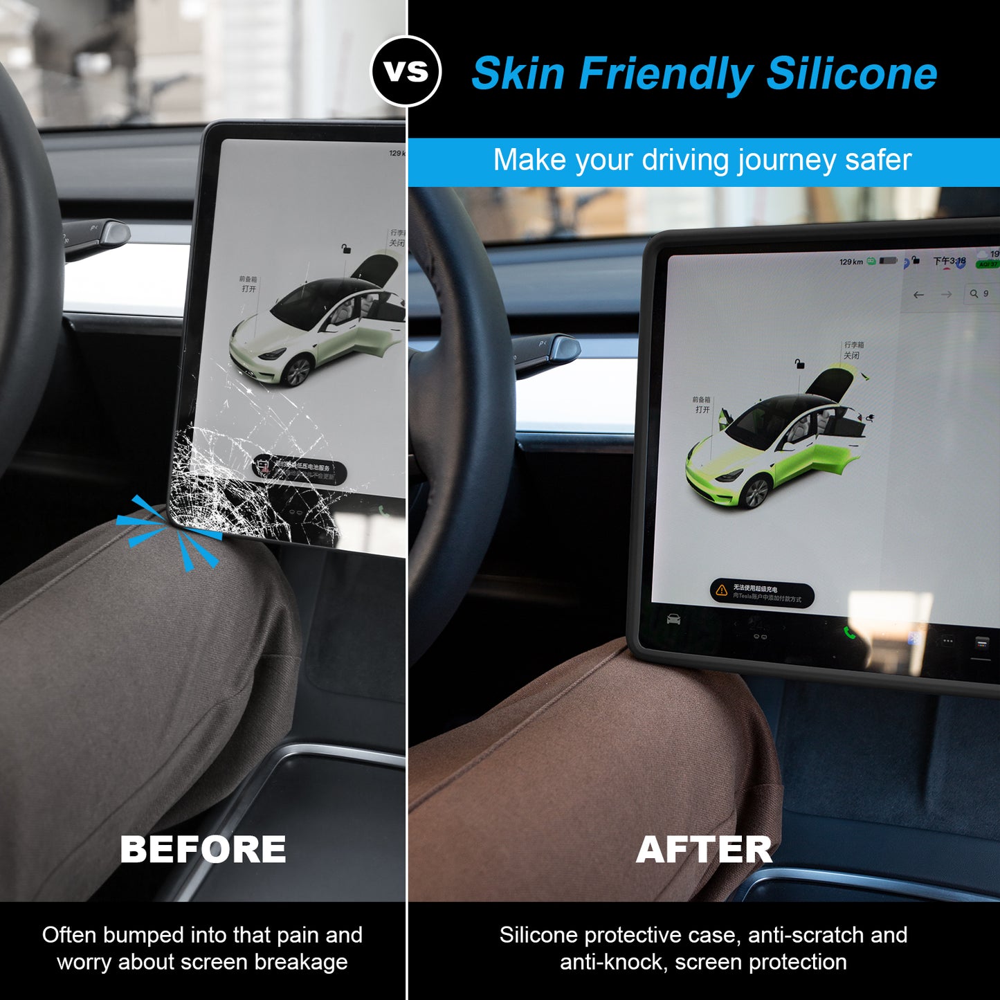 Silicone Screen Protector Frame for Tesla Model 3 Y Accessories