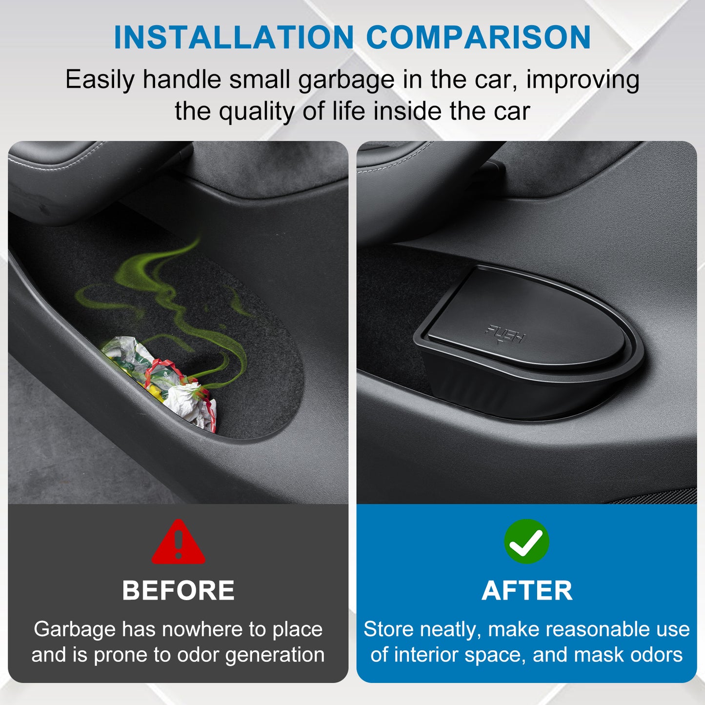 2PCS Trash Can with Lid for 2025-2020 Tesla Model Y Front Door Accessories