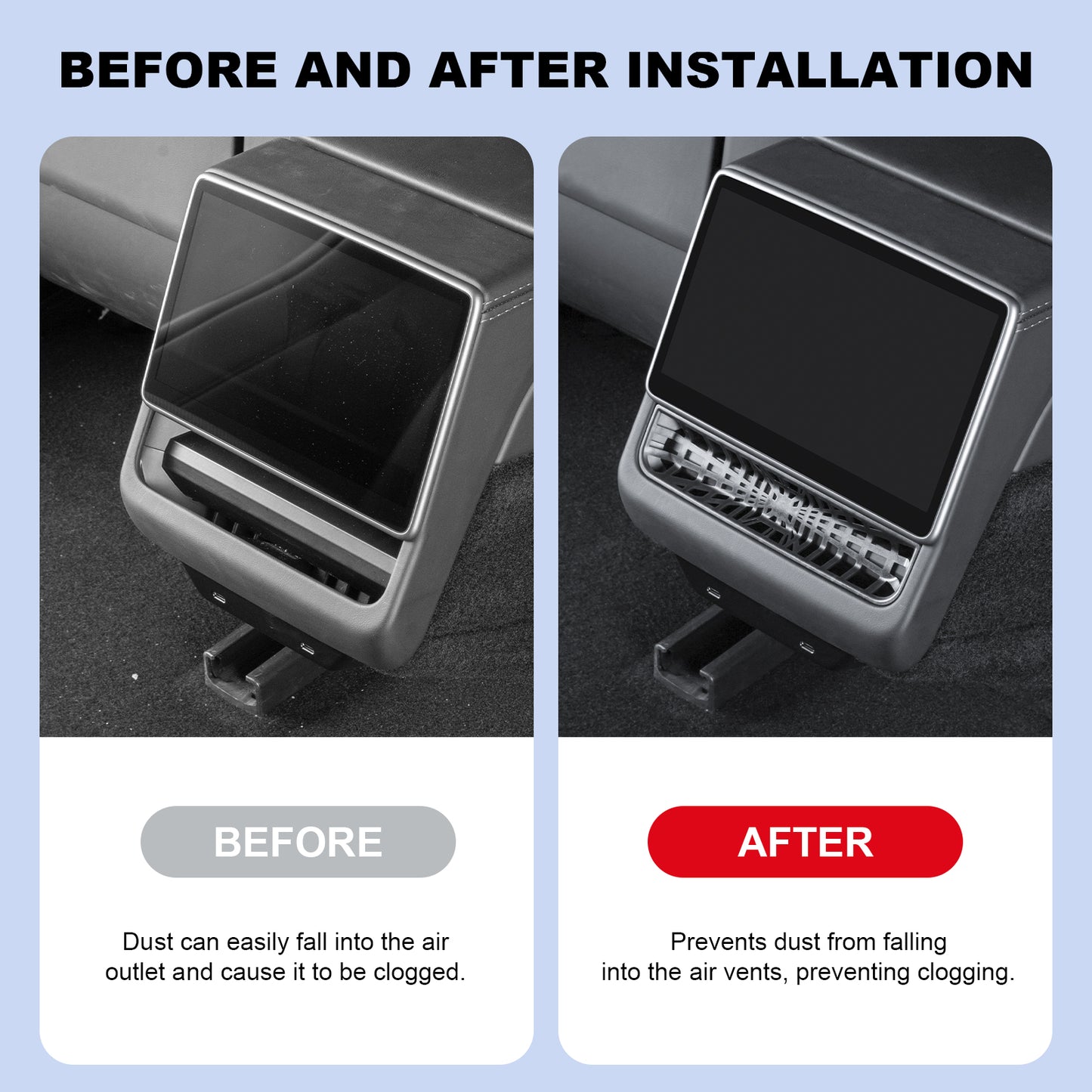 Backseat Air Vents Cover for 2024-2025 New Tesla Model 3 Highland and 2025 New Model Y Juniper (Launch Series) Accessories