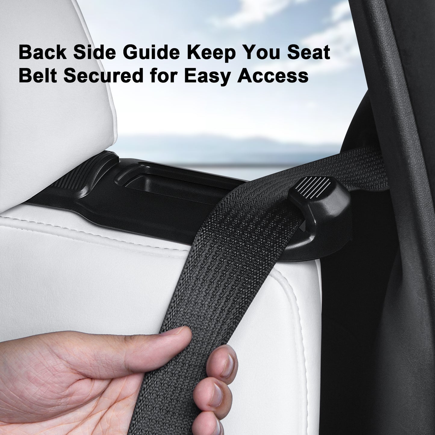 2PCS Backseat Seatbelt Guide Holder for Tesla Model Y 2021-2024 with Hook (Black)