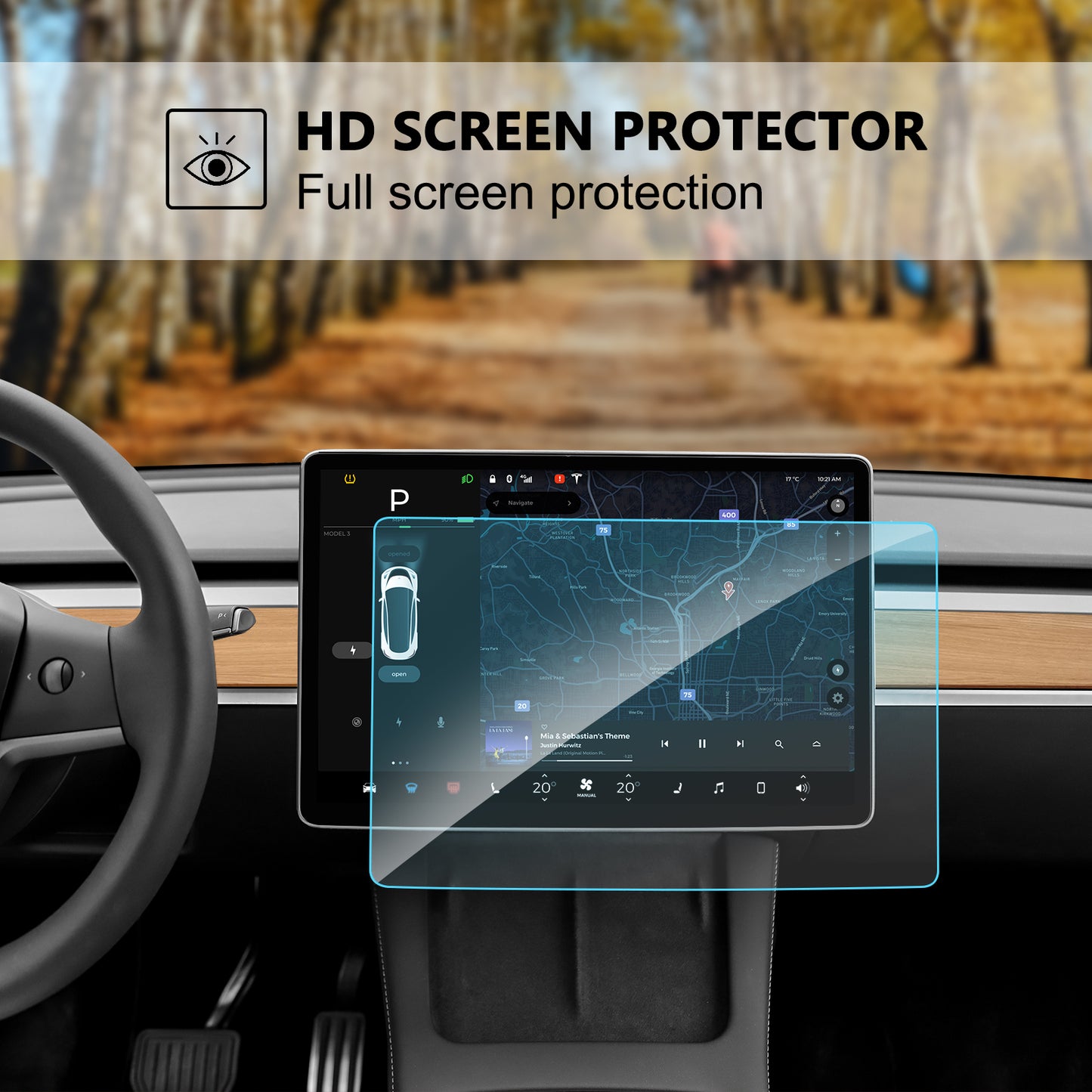 Center Console Screen Protector for 2017-2023 Tesla Model 3 and 2021-2025 Model Y Accessories