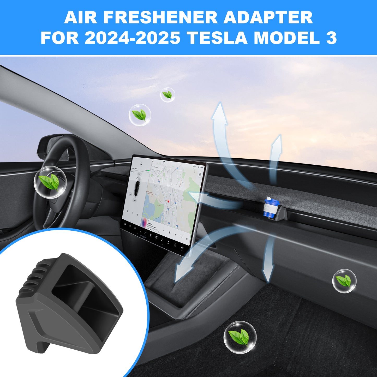 2 Pack Car Air Freshener Adapter for 2017-2025 Tesla Model 3/Y and 2025 New Model Y Juniper (Launch Series) Accessories(Air Freshener not Included)