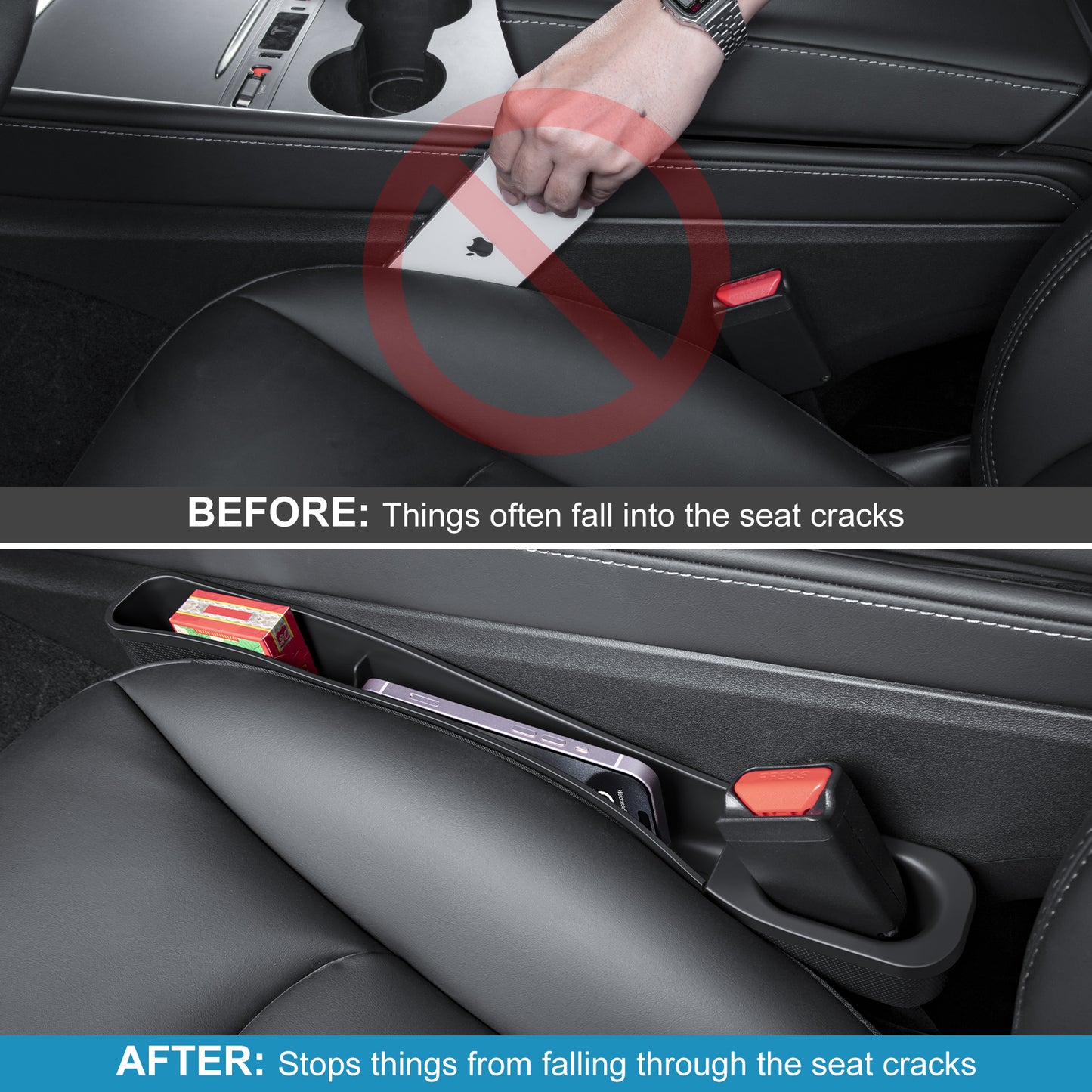 Seat Side Gap Filler with Organizer for 2017-2025 Tesla Model 3/Y and 2025 New Model Y Juniper (Launch Series) Accessories