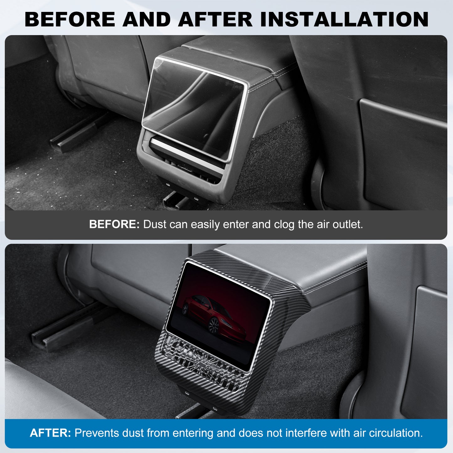 Backseat Air Vents Cover for 2024-2025 Tesla Model 3 Highland and 2025 New Model Y Juniper (Launch Series)Accessories