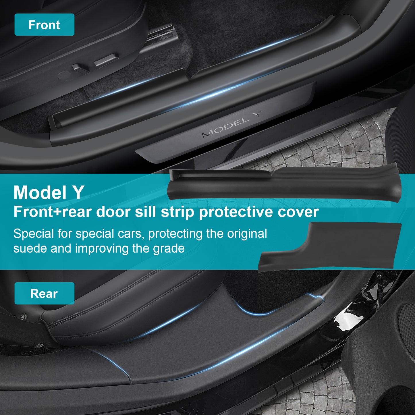 4PCS Door Sill Protector for 2021-2025 Model Y Accessories(2024 Model Y made in German factories don't fit))