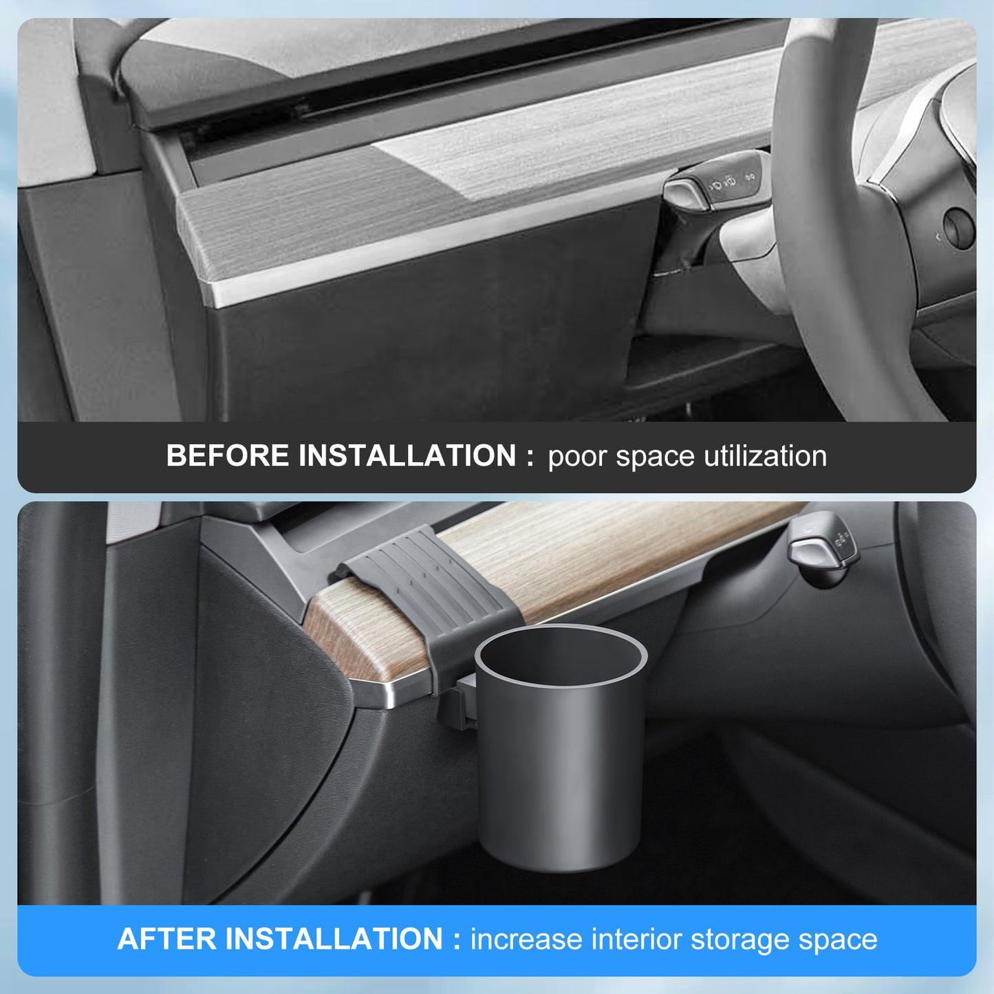 Dashboard Cup Holder Insert for 2017-2023 Tesla Model 3 & 2021-2025 Model Y Accessories