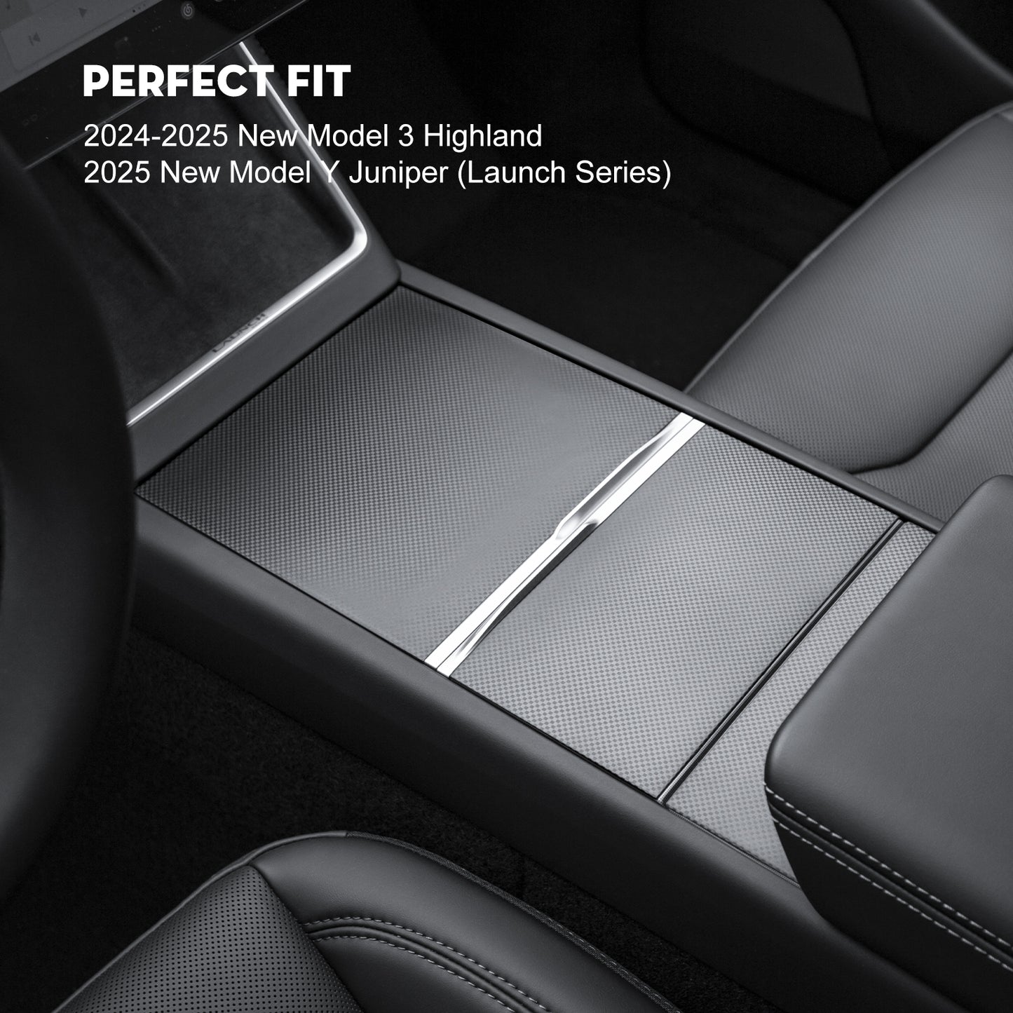 Center Console Wrap Cover Kit for 2024-2025 Tesla Model 3 and 2025 New Model Y Juniper (Launch Series) Accessories