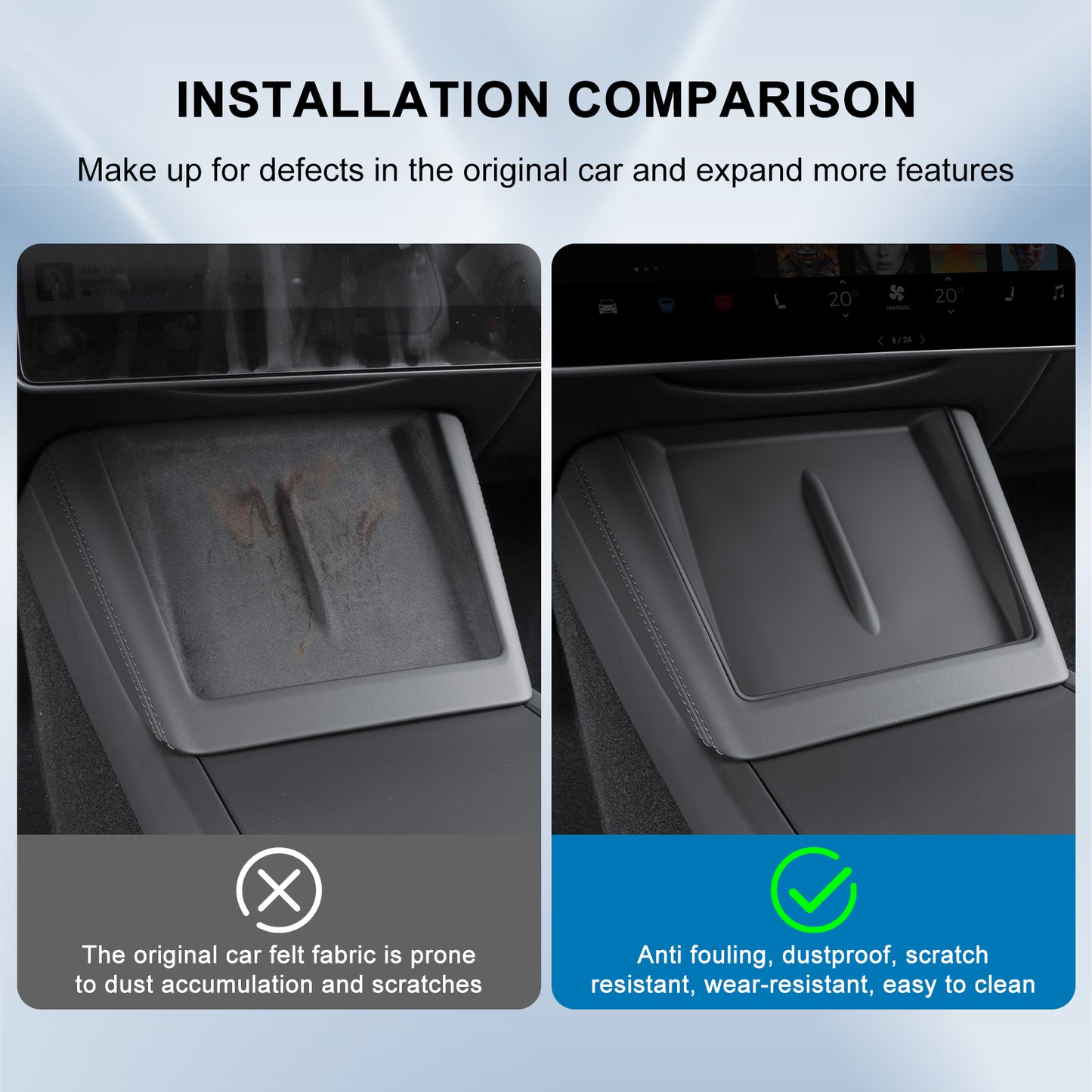 Upgrade Center Console Wireless Charger Silicone Mat for 2024-2025 Tesla Model 3 Highland and 2025 New Model Y Juniper