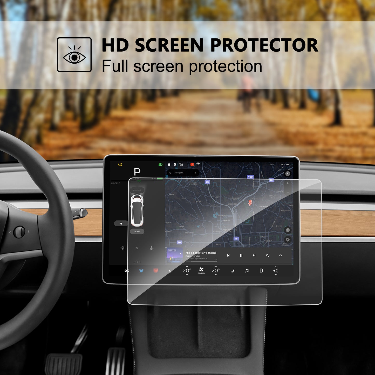 Center Console Screen Protector for 2017-2023 Tesla Model 3 and 2021-2025 Model Y Accessories