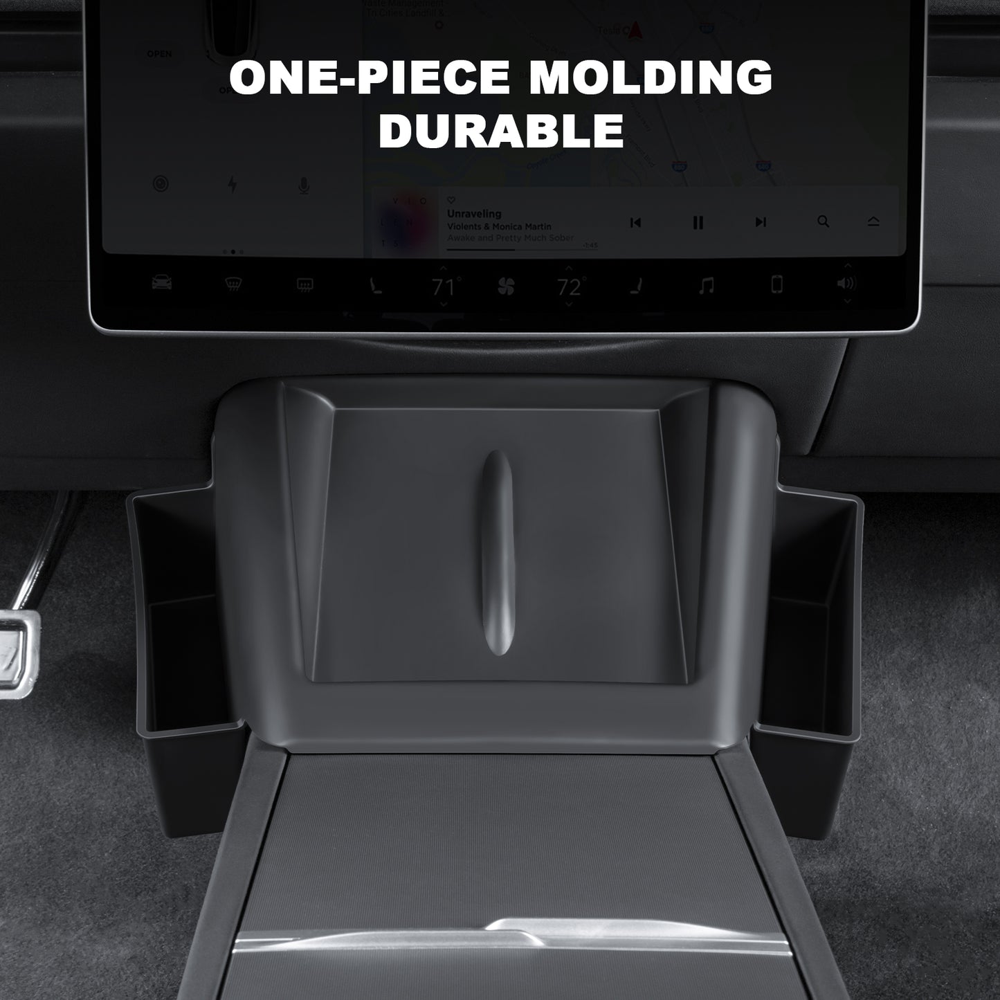 2 in 1 Center console wireless charger pad mat with side pockets for 2024-2025 Tesla Model 3 Highland and 2025 New Model Y Juniper Accessories