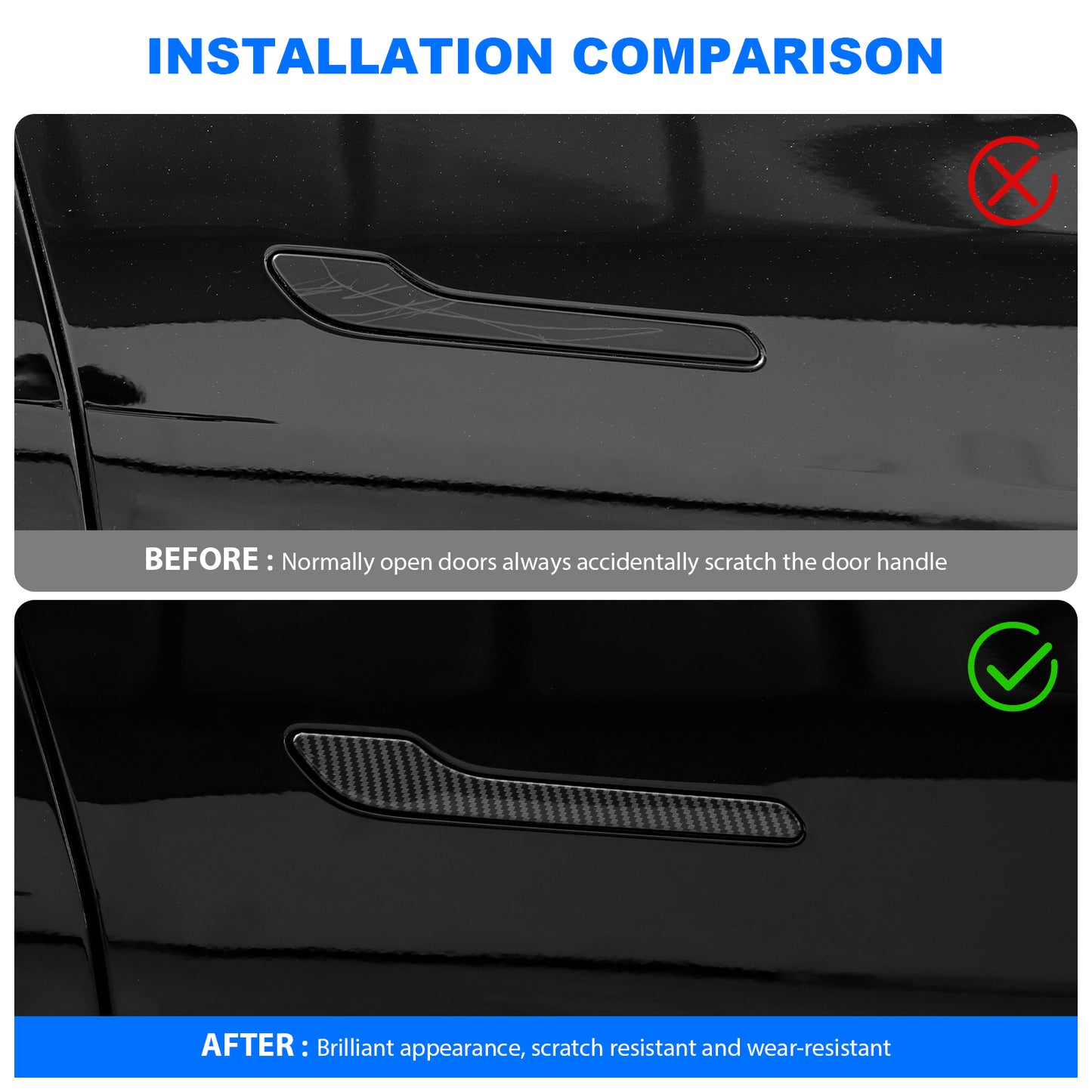 4PCS Door handle sticker for 2017-2023 Tesla Model 3 and 2021-2025 Model Y Accessories