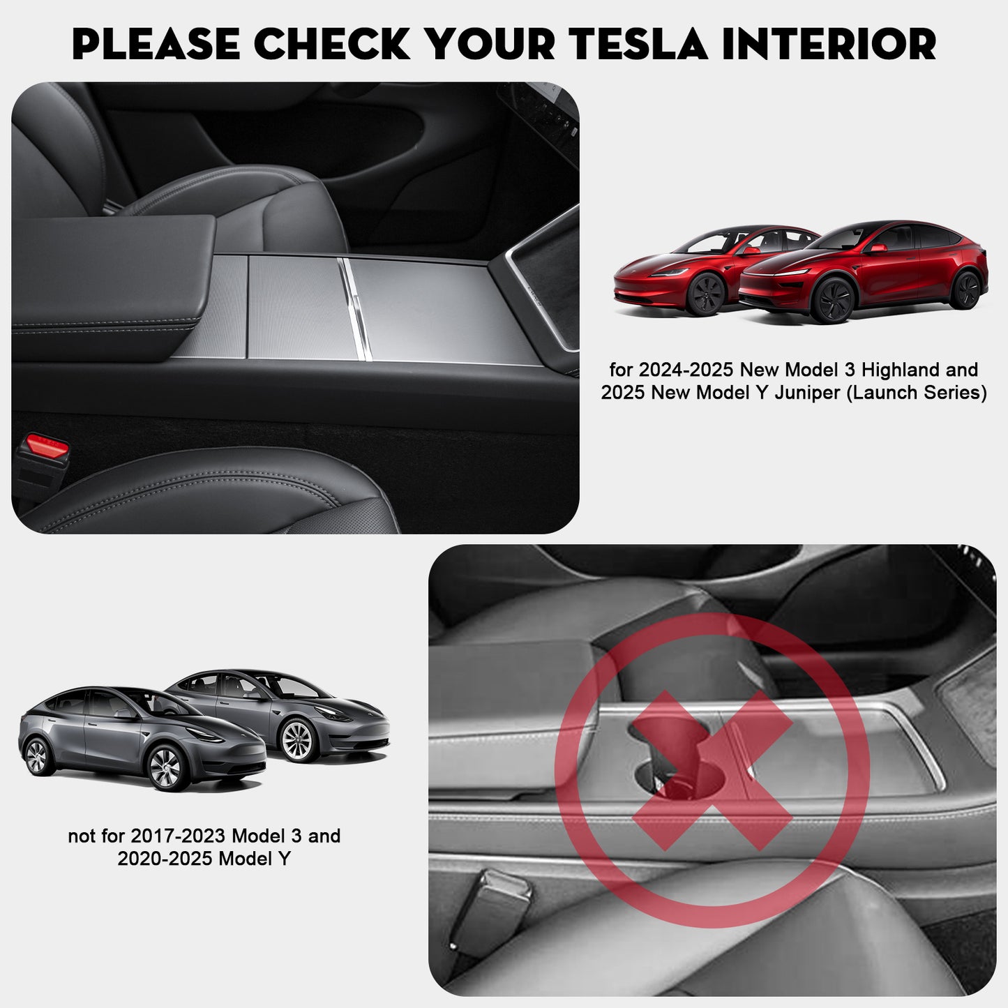 5PCS Front and Rear Center Console Organizer Tray Cup Holder Armrest Hidden Storage Box for 2024-2025 Tesla Model 3 Highland and 2025 Tesla New Model Y Juniper (Launch Series) Accessories